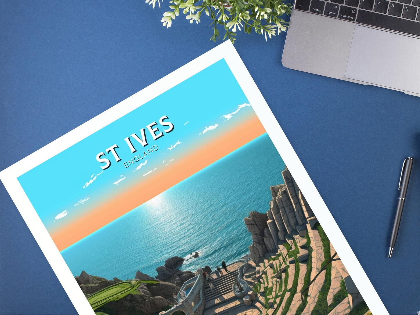 St Ives Travel Print | St Ives Travel Poster | St Ives Wall Art | England Print | England Home Decor | Cornwall Print | Travel gift ID 321