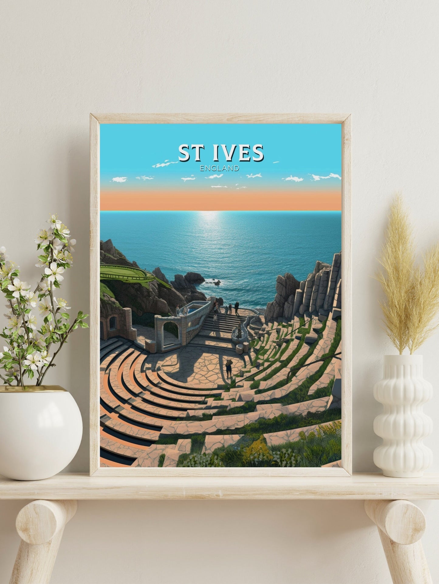 St Ives Travel Print | St Ives Travel Poster | St Ives Wall Art | England Print | England Home Decor | Cornwall Print | Travel gift ID 321