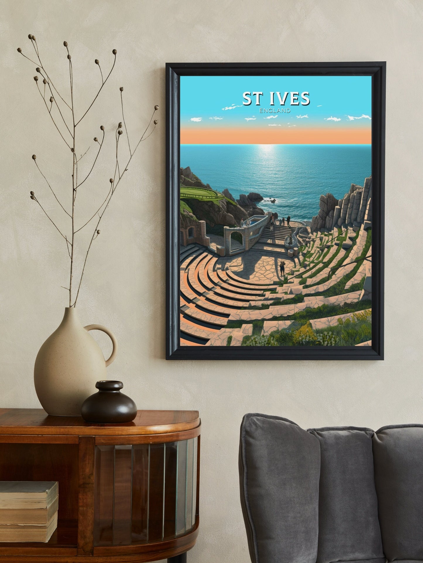 St Ives Travel Print | St Ives Travel Poster | St Ives Wall Art | England Print | England Home Decor | Cornwall Print | Travel gift ID 321