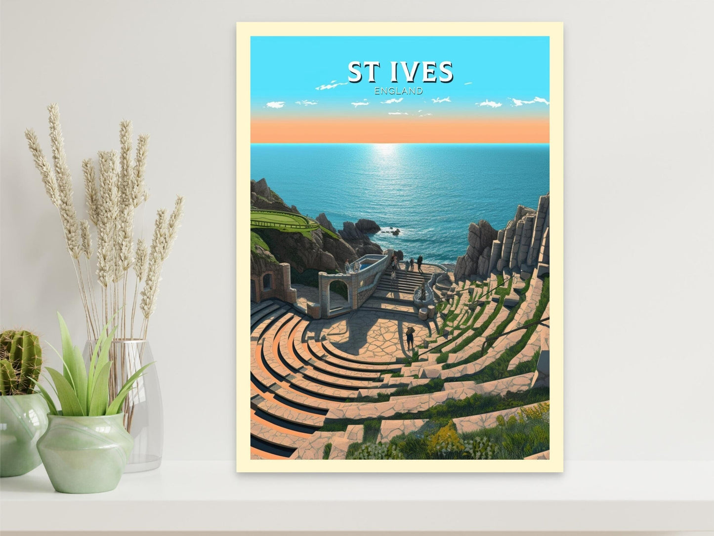 St Ives Travel Print | St Ives Travel Poster | St Ives Wall Art | England Print | England Home Decor | Cornwall Print | Travel gift ID 321