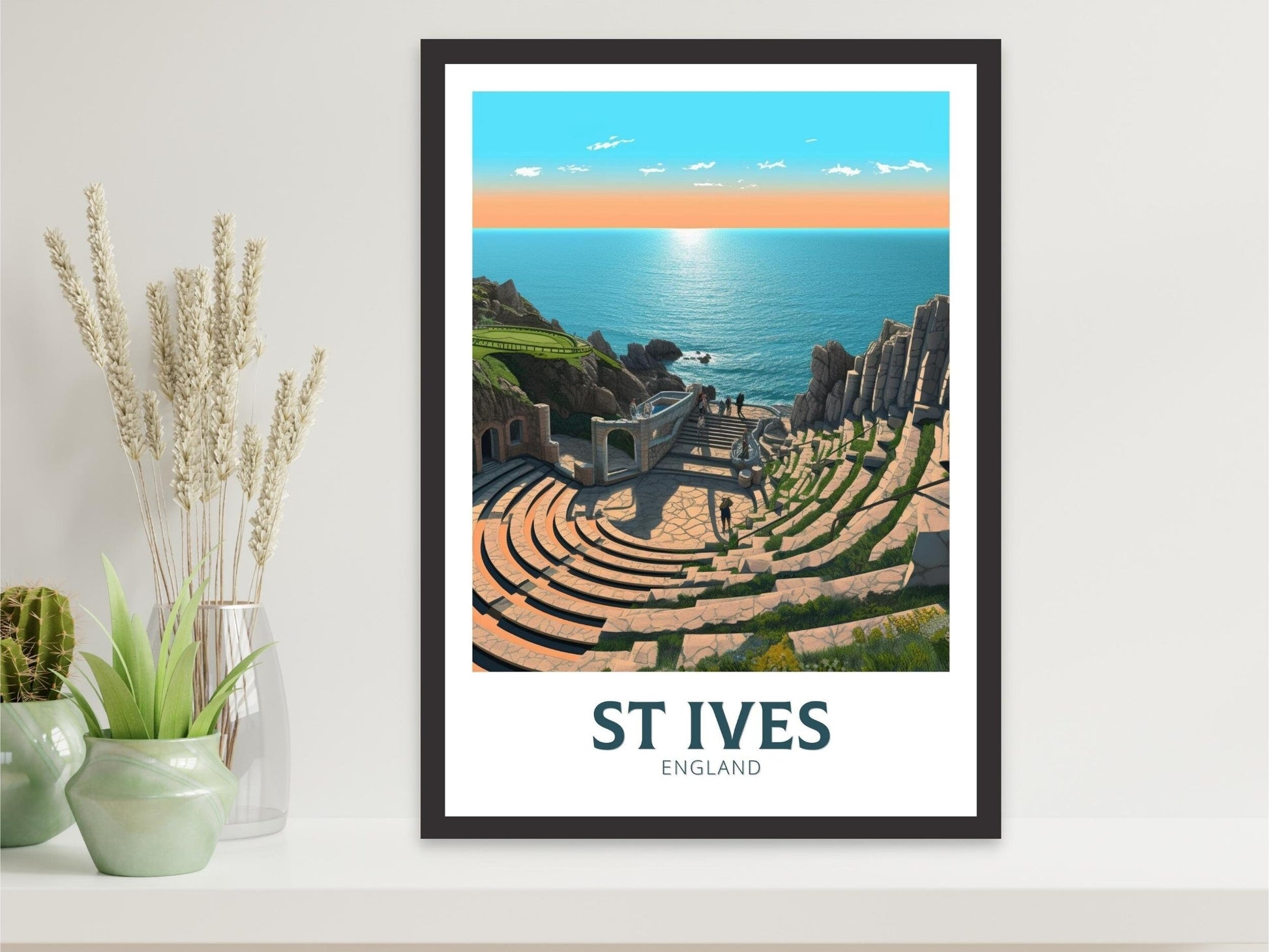 St Ives Travel Poster | St Ives Travel Print | Print | St Ives Wall Art | England Print | England Home Decor | Cornwall Travel gift ID 322