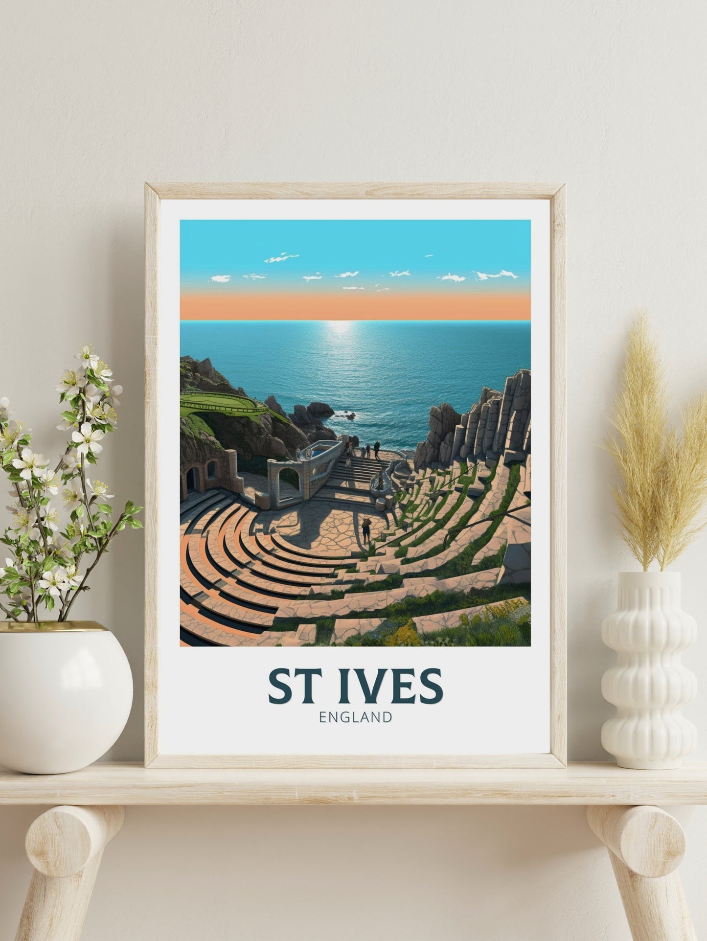 St Ives Travel Poster | St Ives Travel Print | Print | St Ives Wall Art | England Print | England Home Decor | Cornwall Travel gift ID 322