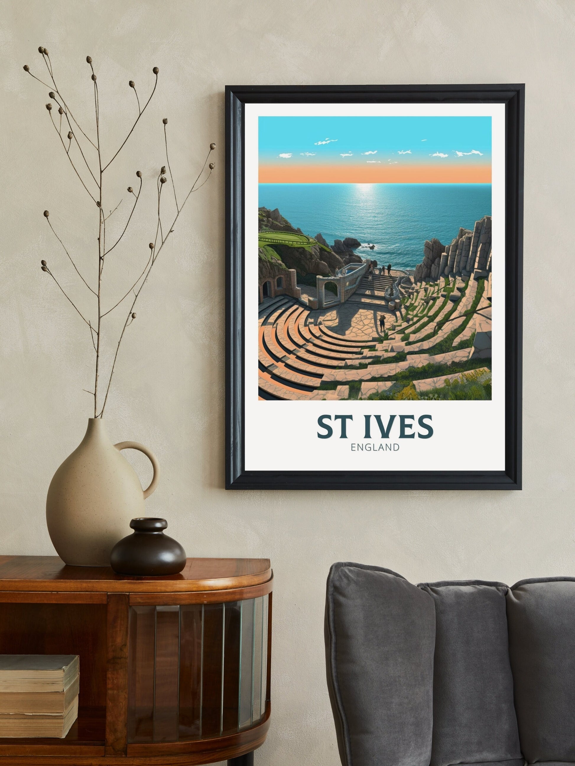 St Ives Travel Poster | St Ives Travel Print | Print | St Ives Wall Art | England Print | England Home Decor | Cornwall Travel gift ID 322