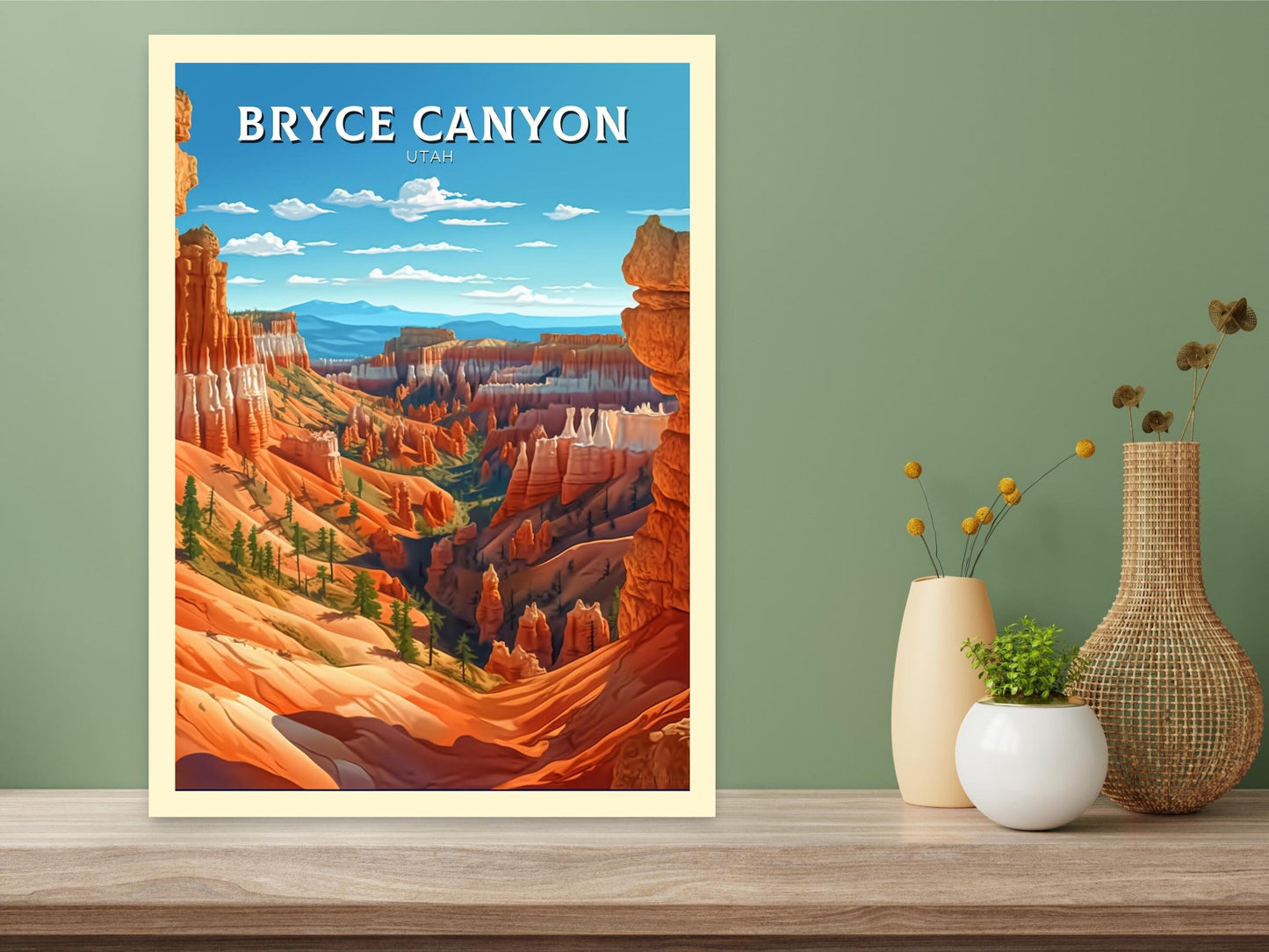 Bryce Canyon Utah Poster | Bryce Canyon Travel Print | Bryce Canyon Illustration | Utah Travel Print | Bryce Canyon Wall Art | ID 325