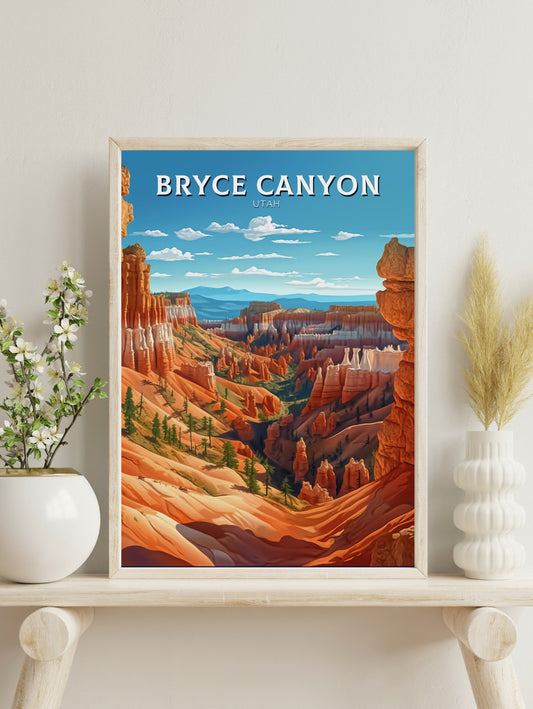 Bryce Canyon Utah Poster | Bryce Canyon Travel Print | Bryce Canyon Illustration | Utah Travel Print | Bryce Canyon Wall Art | ID 325