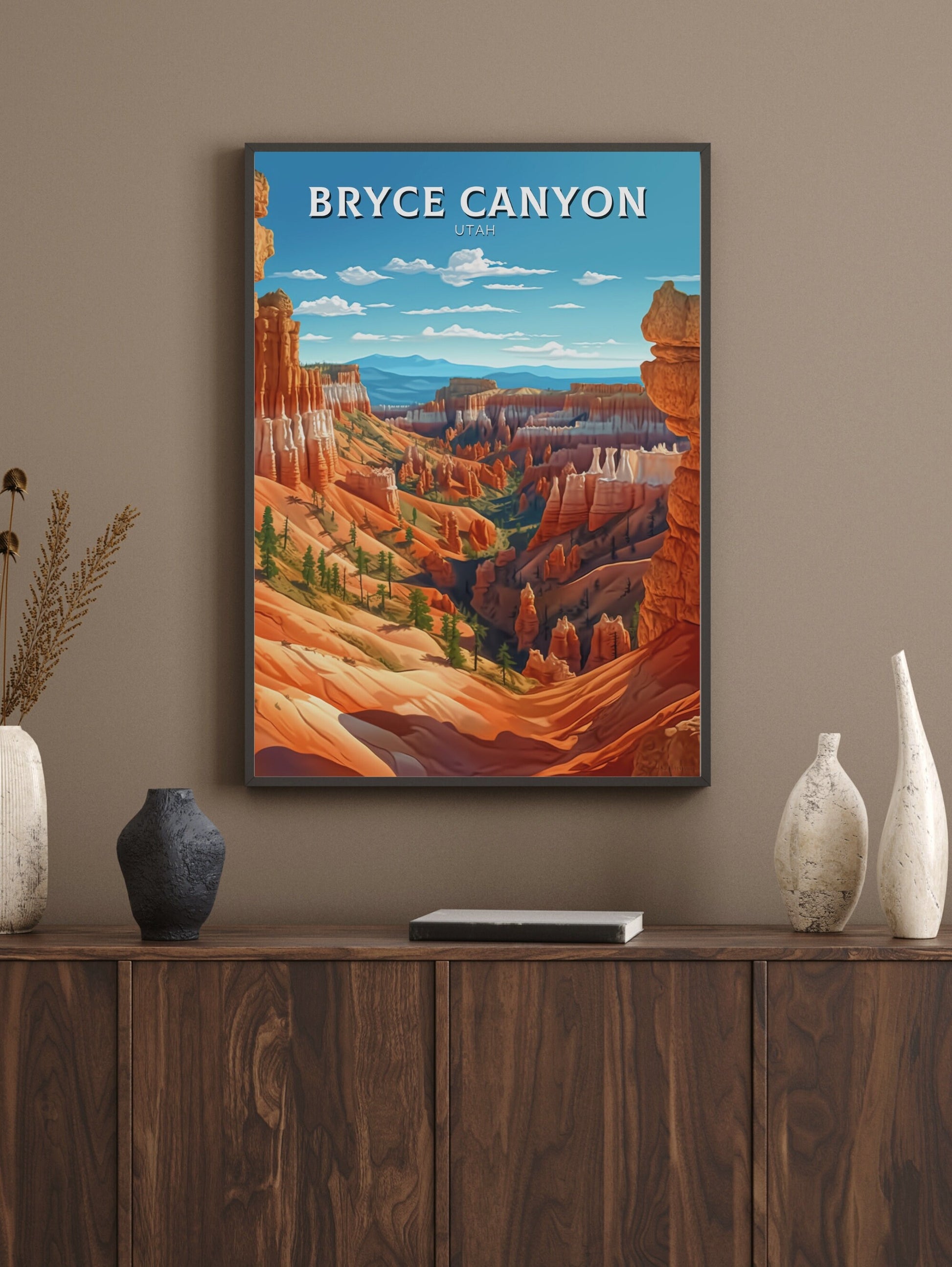 Bryce Canyon Utah Poster | Bryce Canyon Travel Print | Bryce Canyon Illustration | Utah Travel Print | Bryce Canyon Wall Art | ID 325