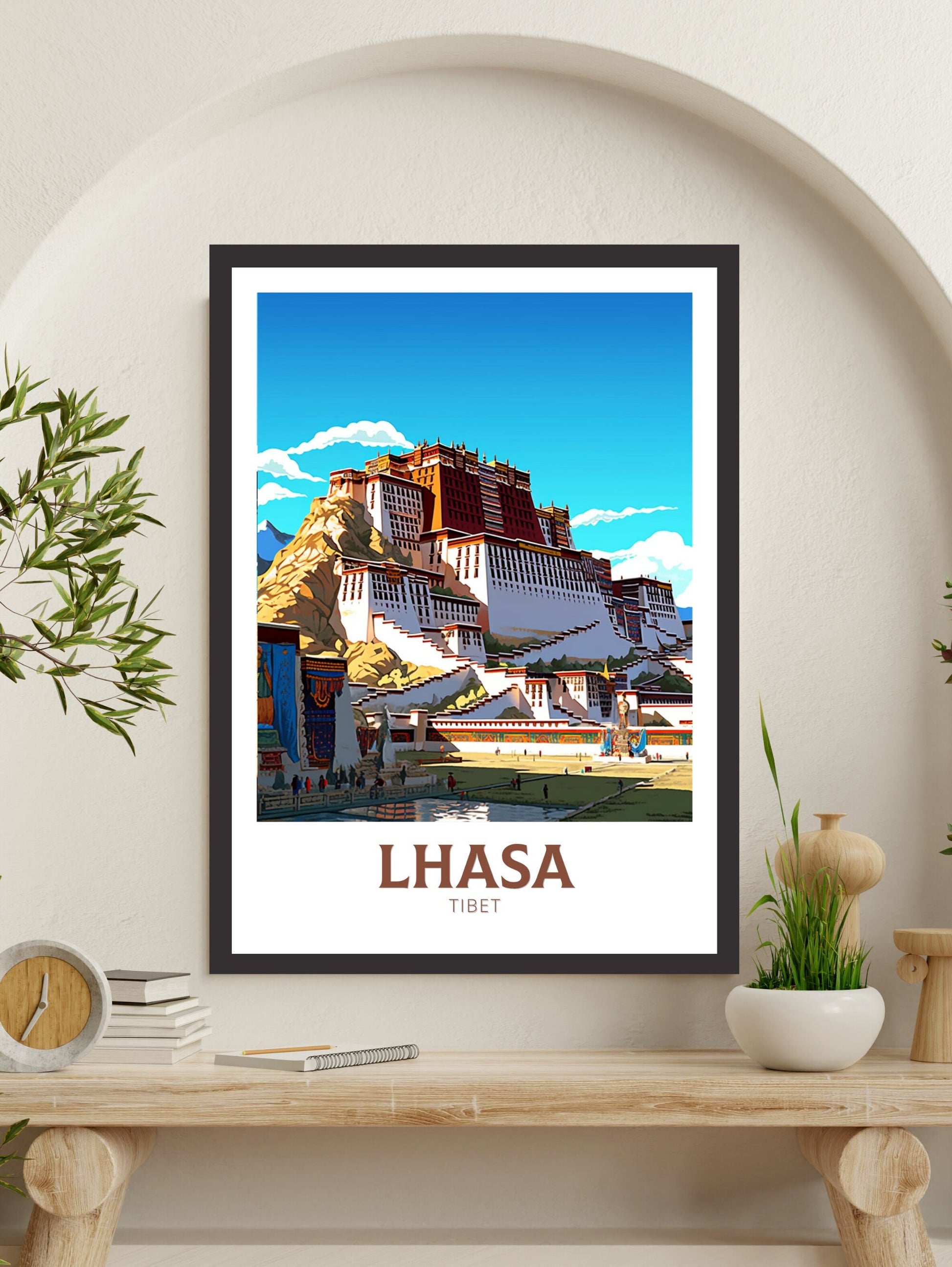 Lhasa Travel Poster | Lhasa Illustration | Lhasa Wall Art | Lhasa Poster | Housewarming Gift | Lhasa Print | Potala Palace Print | ID 387