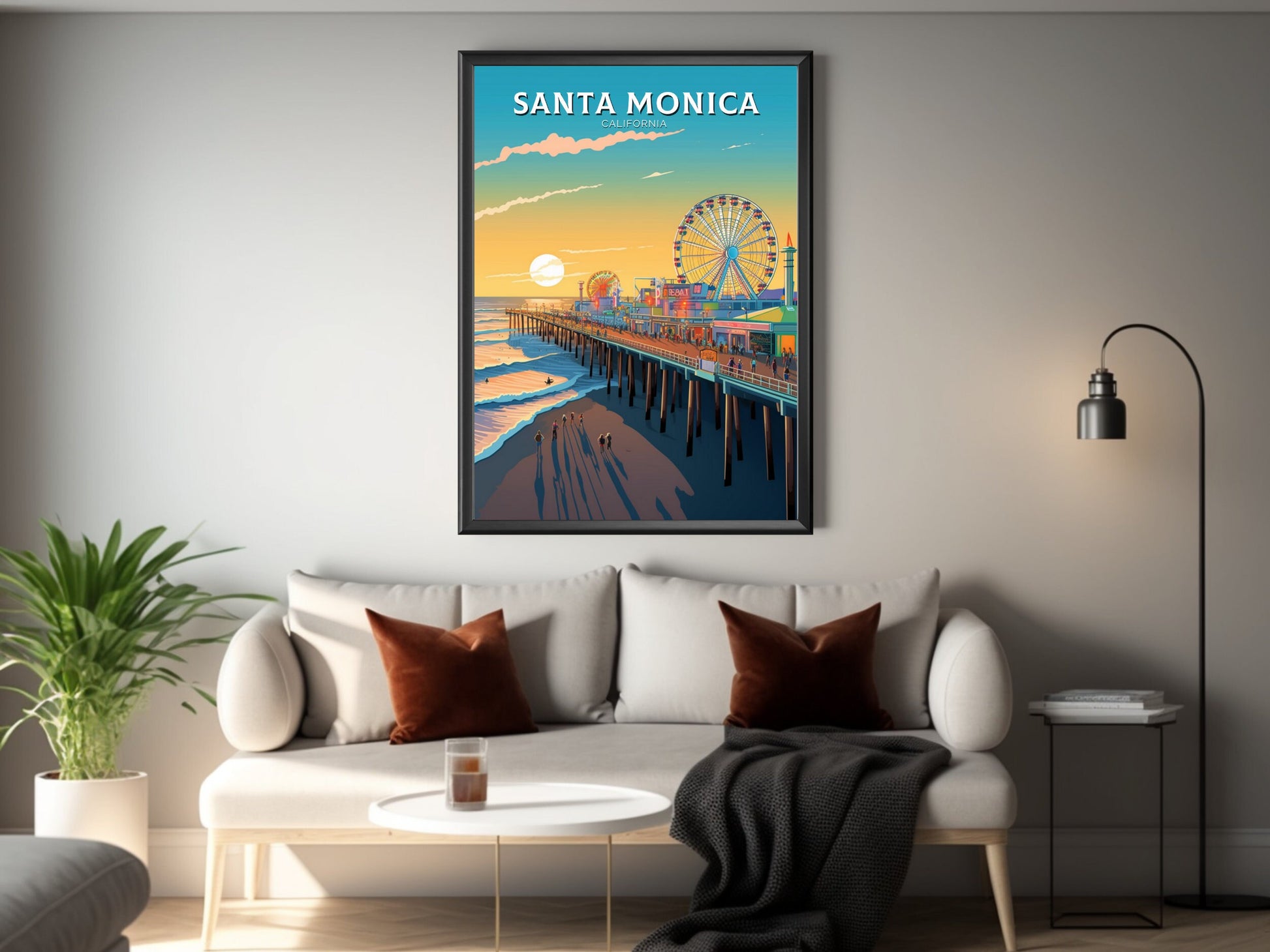 Santa Monica Print | Santa Monica Travel Print | Santa Monica Travel Poster | California Print | Santa Monica Pier Print | ID 390