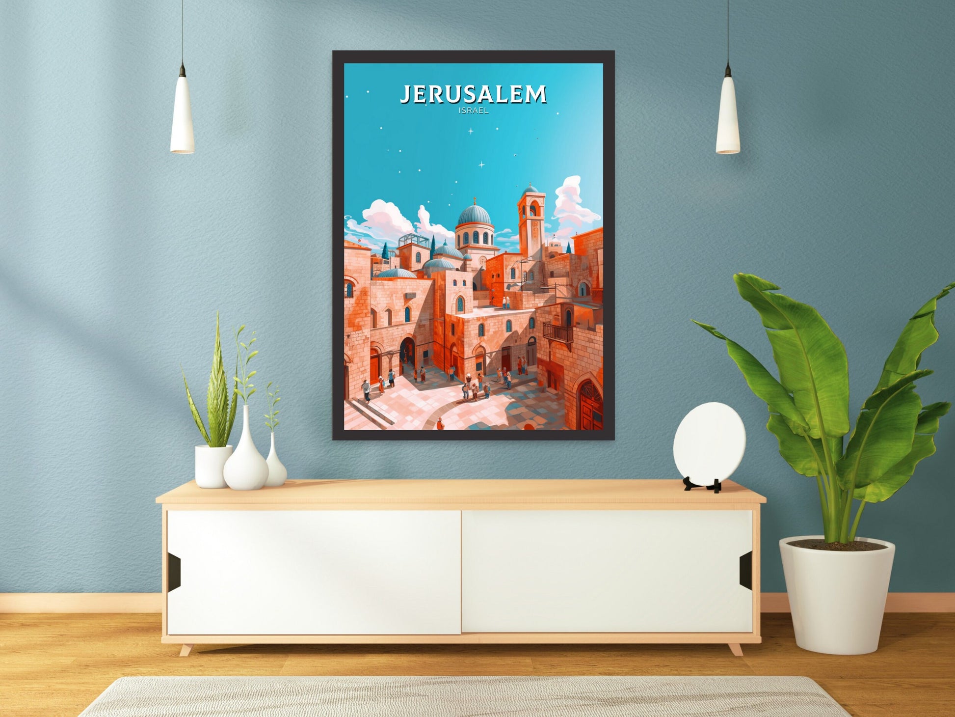 Jerusalem Travel Poster | Jerusalem Illustration | Jerusalem Wall Art | Jerusalem Poster | Jerusalem Print | Old City Print | ID 391