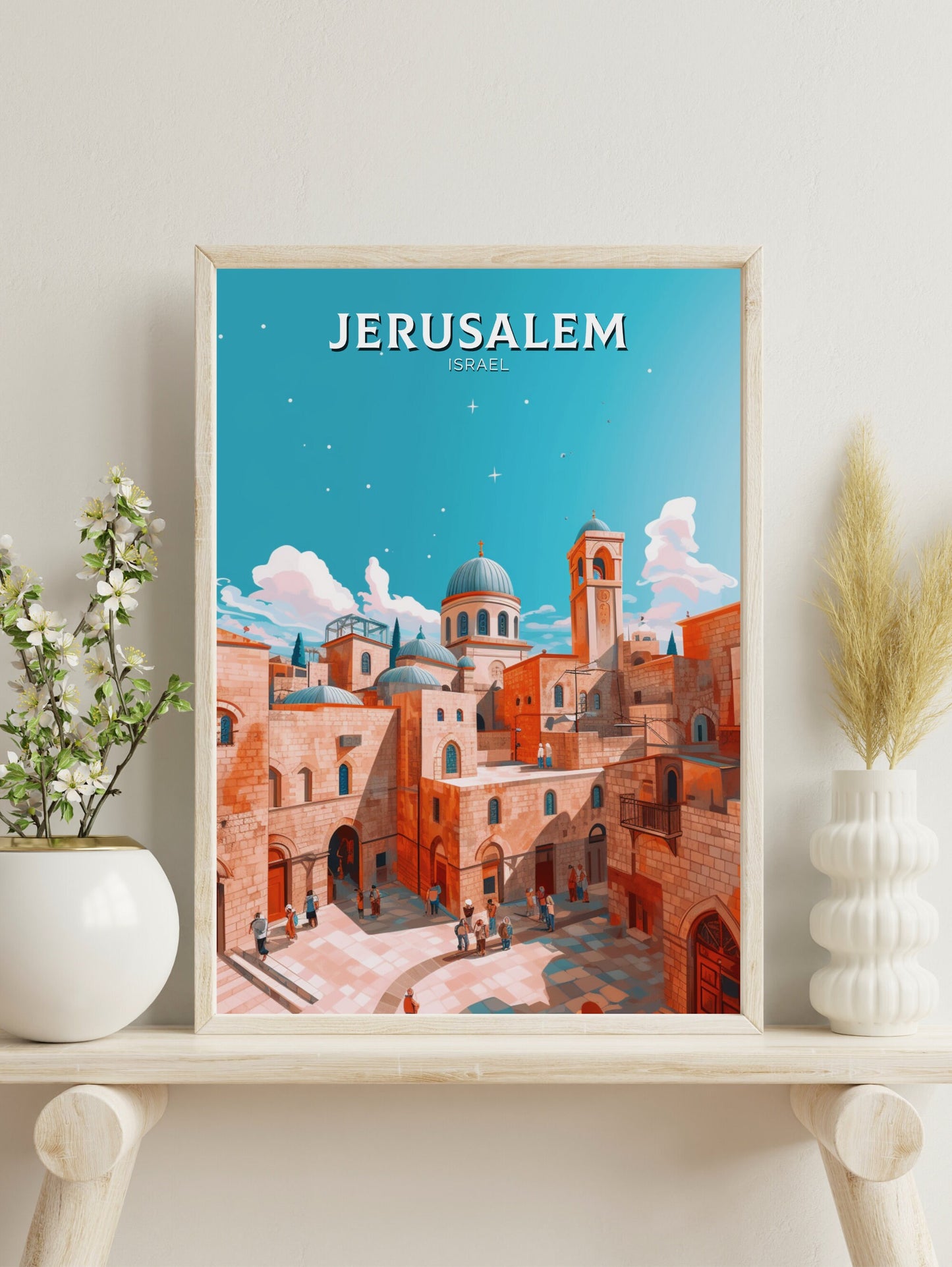 Jerusalem Travel Poster | Jerusalem Illustration | Jerusalem Wall Art | Jerusalem Poster | Jerusalem Print | Old City Print | ID 391