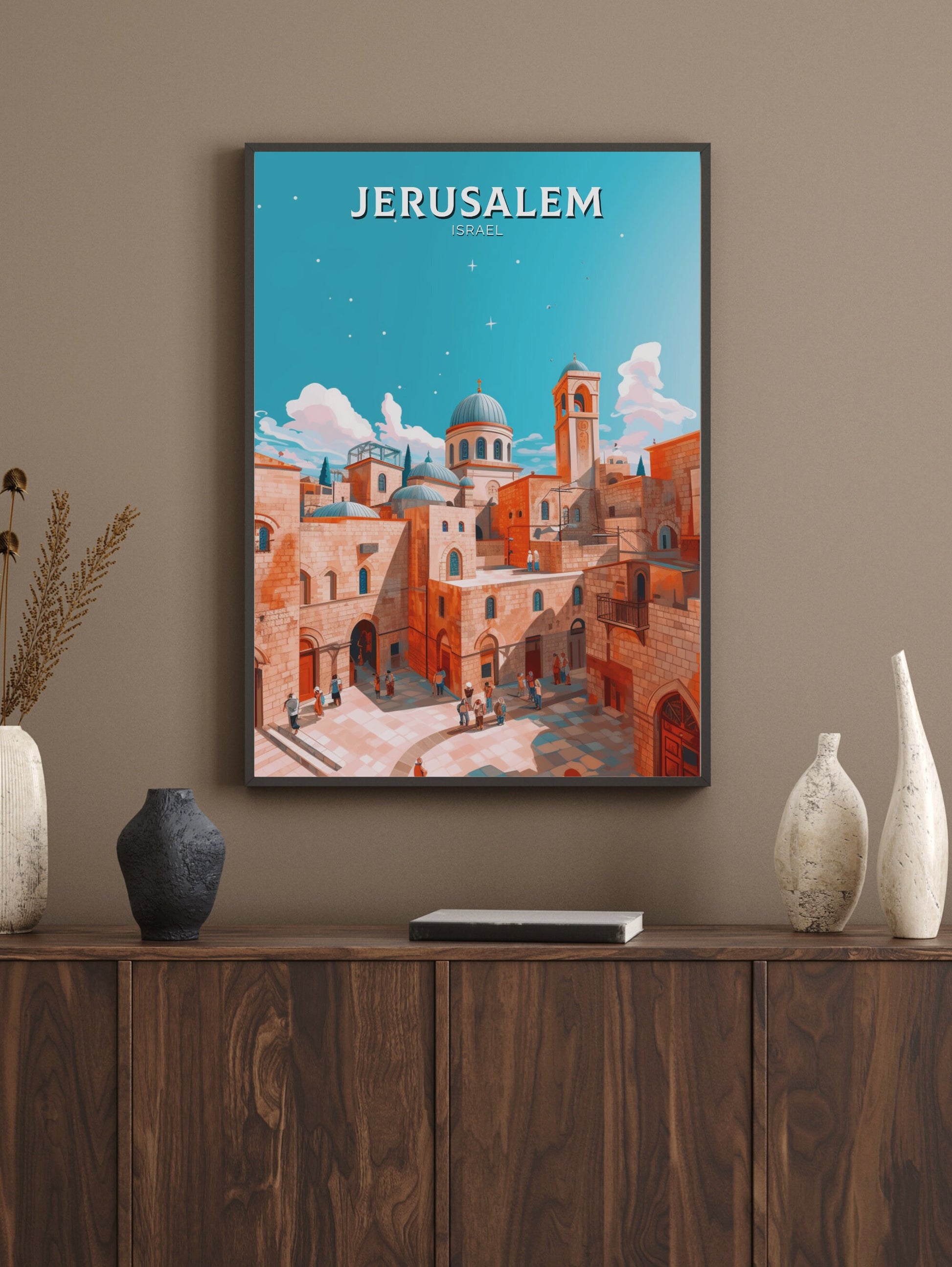 Jerusalem Travel Poster | Jerusalem Illustration | Jerusalem Wall Art | Jerusalem Poster | Jerusalem Print | Old City Print | ID 391