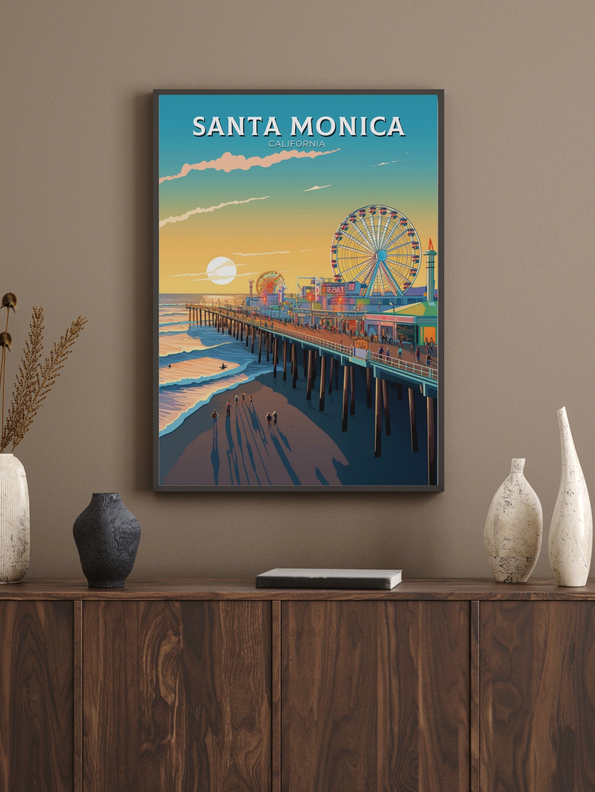 Santa Monica Print | Santa Monica Travel Print | Santa Monica Travel Poster | California Print | Santa Monica Pier Print | ID 390