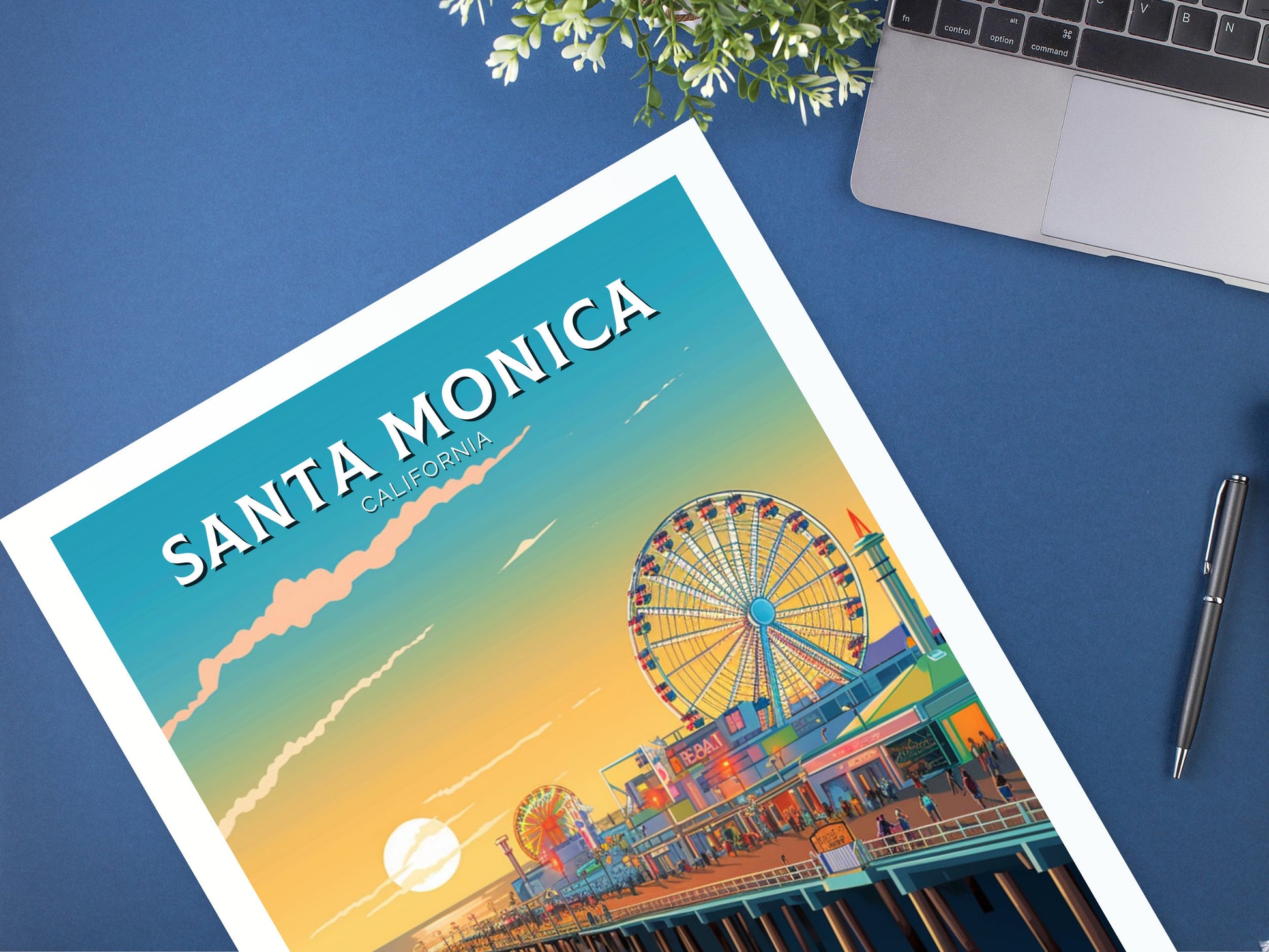 Santa Monica Print | Santa Monica Travel Print | Santa Monica Travel Poster | California Print | Santa Monica Pier Print | ID 390