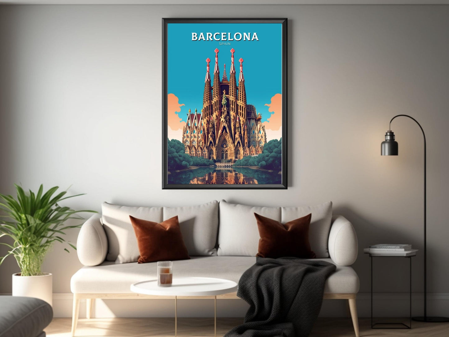 Barcelona Print | La Sagrada Familia Illustration | Barcelona Wall Art | Spain Print | Barcelona Poster | Barcelona Travel Print | ID 327