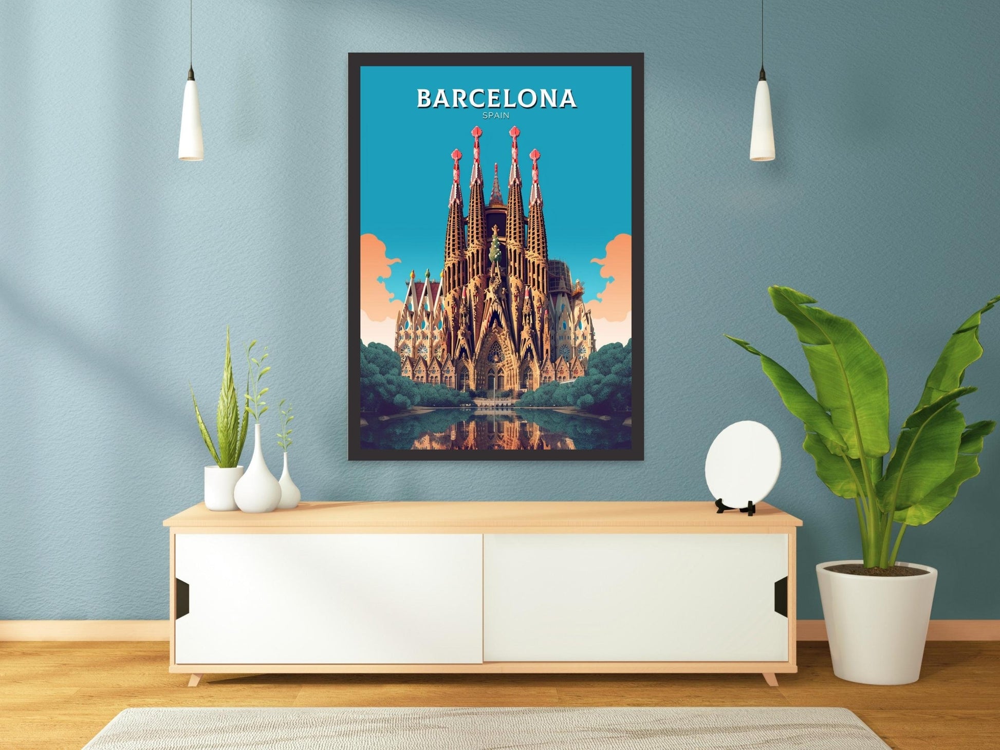 Barcelona Print | La Sagrada Familia Illustration | Barcelona Wall Art | Spain Print | Barcelona Poster | Barcelona Travel Print | ID 327