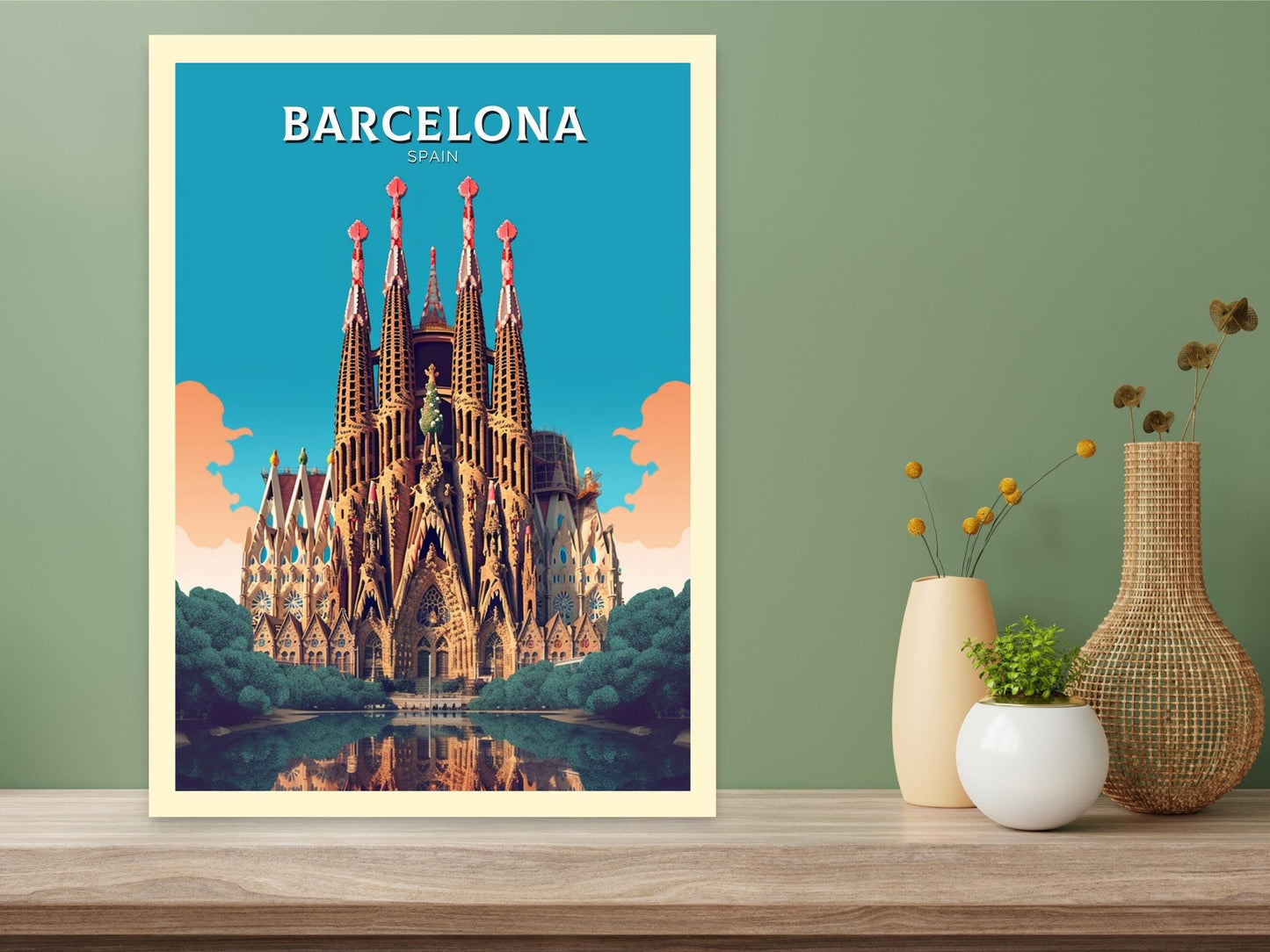 Barcelona Print | La Sagrada Familia Illustration | Barcelona Wall Art | Spain Print | Barcelona Poster | Barcelona Travel Print | ID 327