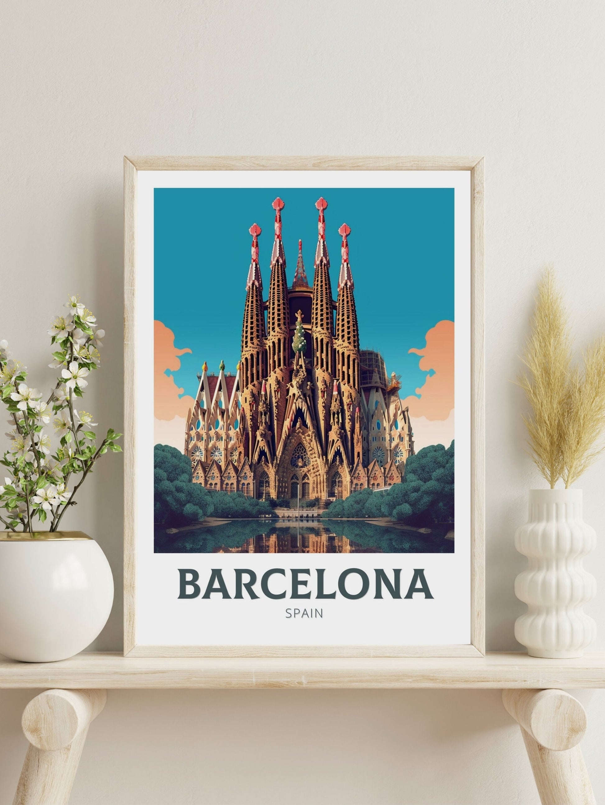 Barcelona Poster | Barcelona Travel Print | La Sagrada Familia Illustration | Barcelona Wall Art | Spain Print | Barcelona Print | ID 328