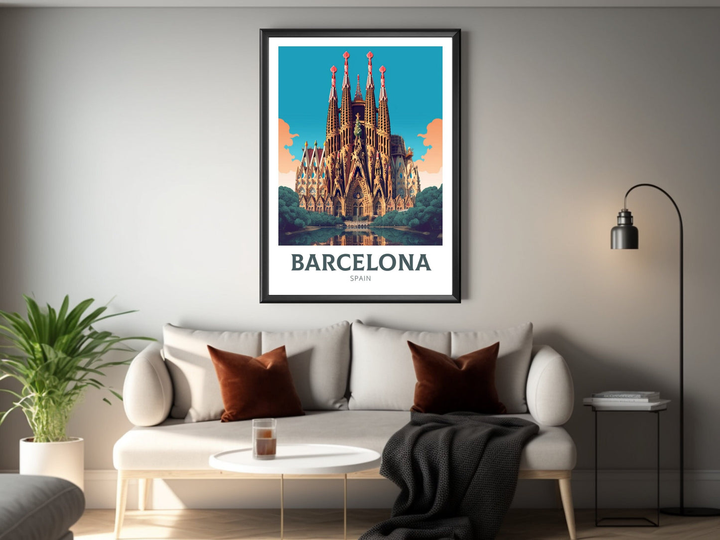 Barcelona Poster | Barcelona Travel Print | La Sagrada Familia Illustration | Barcelona Wall Art | Spain Print | Barcelona Print | ID 328