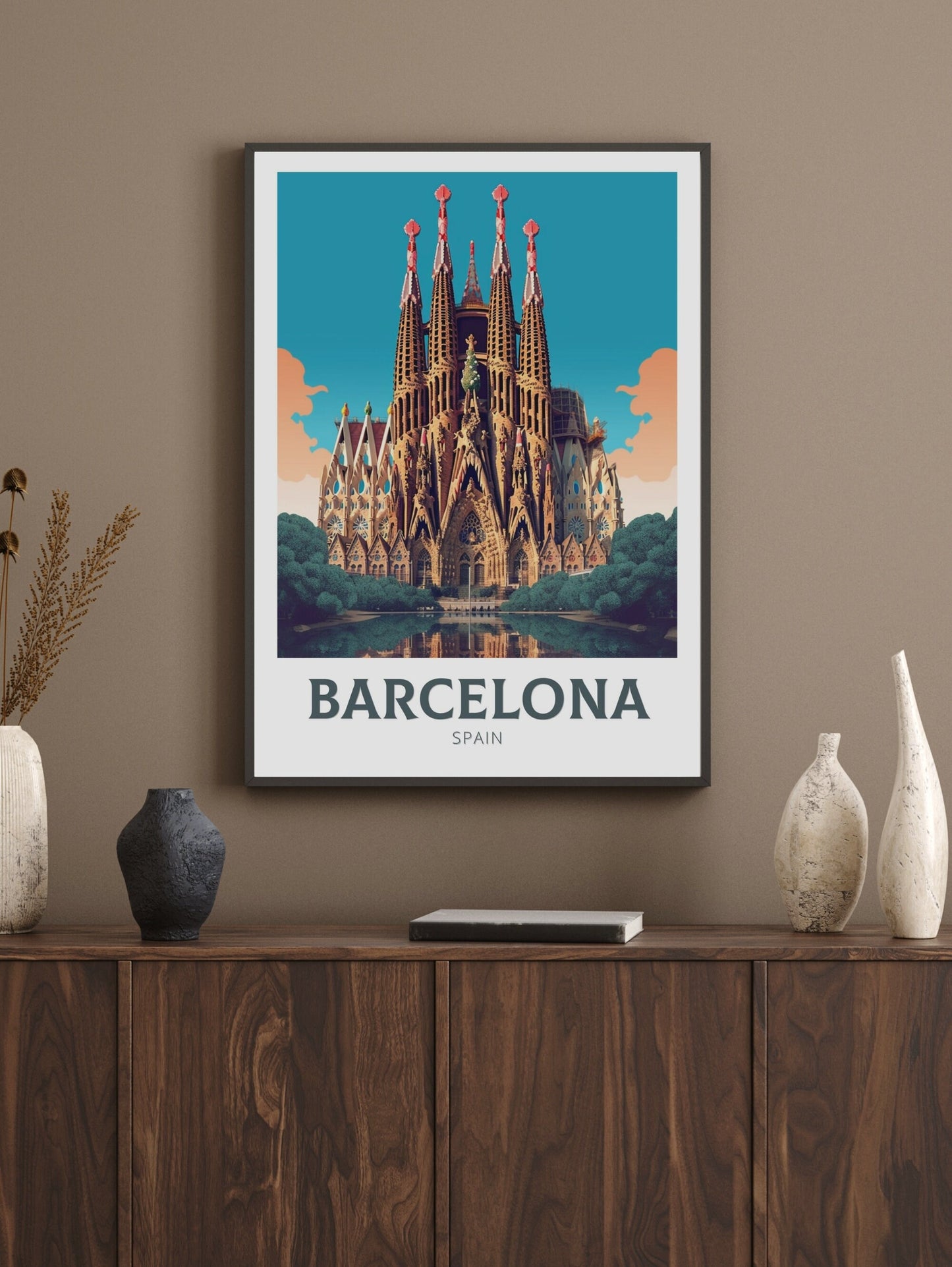 Barcelona Poster | Barcelona Travel Print | La Sagrada Familia Illustration | Barcelona Wall Art | Spain Print | Barcelona Print | ID 328