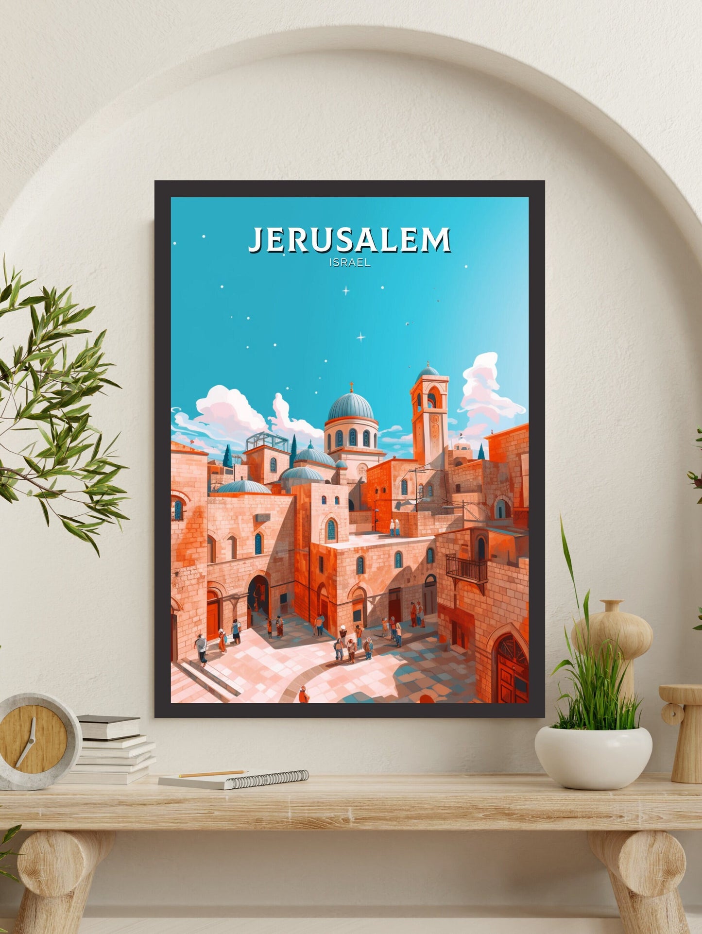 Jerusalem Travel Poster | Jerusalem Illustration | Jerusalem Wall Art | Jerusalem Poster | Jerusalem Print | Old City Print | ID 391