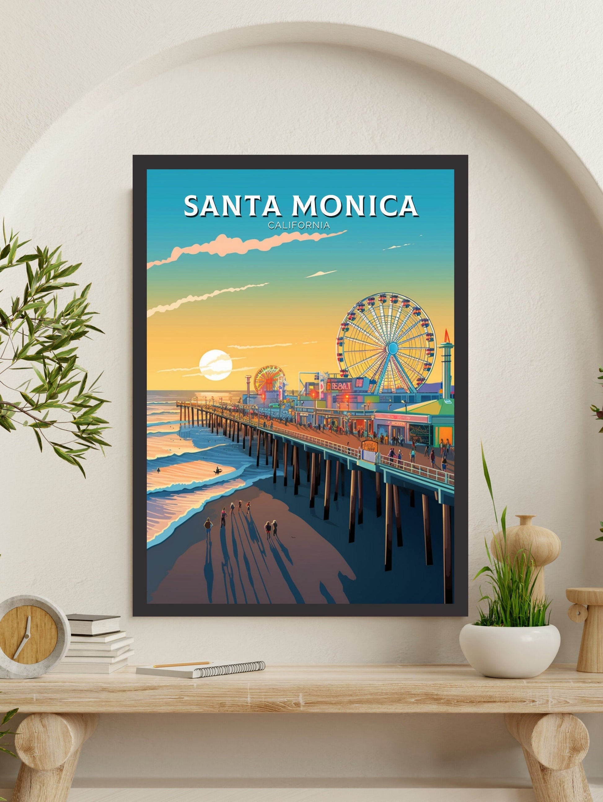 Santa Monica Print | Santa Monica Travel Print | Santa Monica Travel Poster | California Print | Santa Monica Pier Print | ID 390