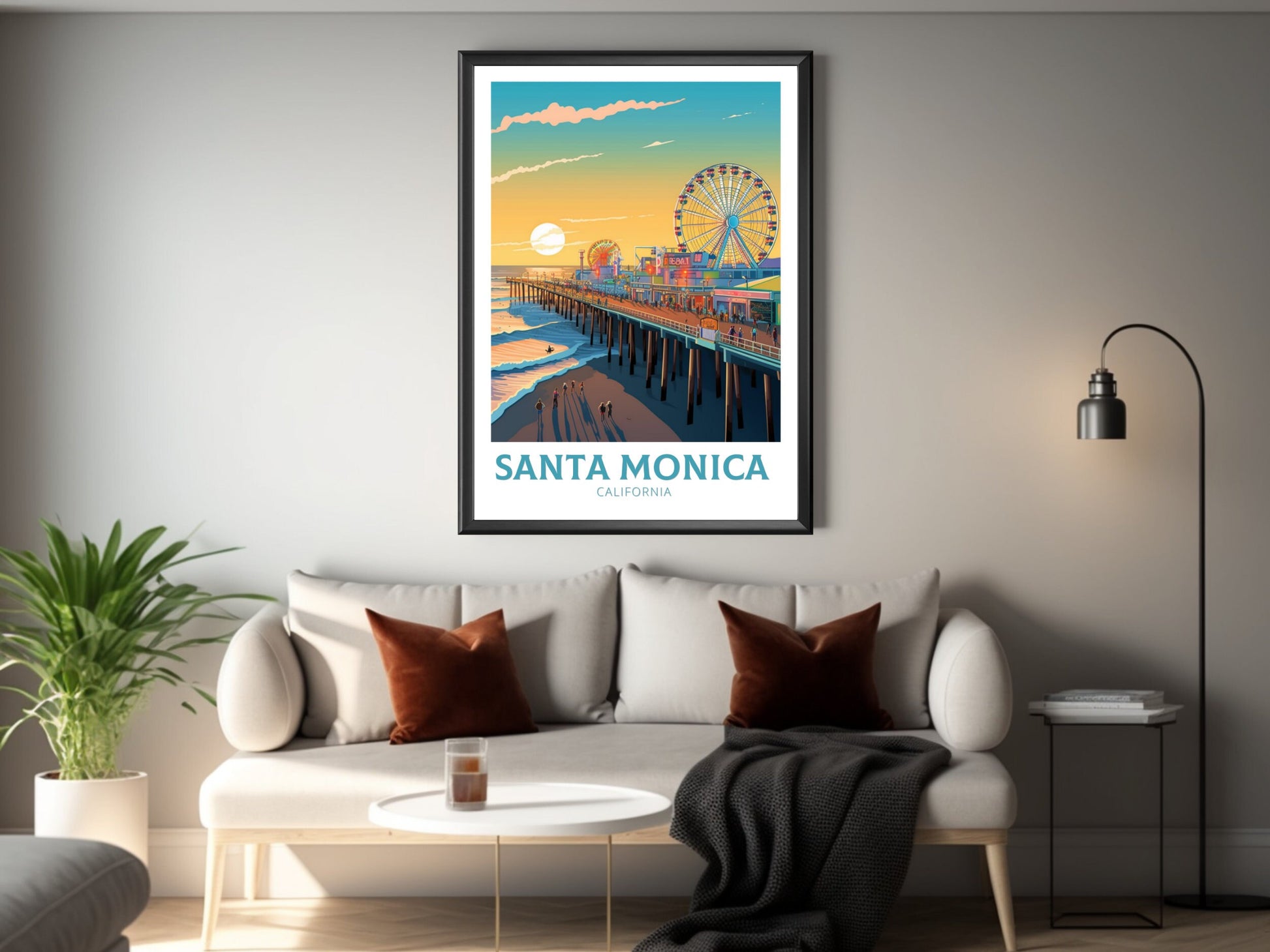 Santa Monica Poster | Santa Monica Travel Poster | Santa Monica Travel Print | California Poster | Santa Monica Pier Poster | ID 394