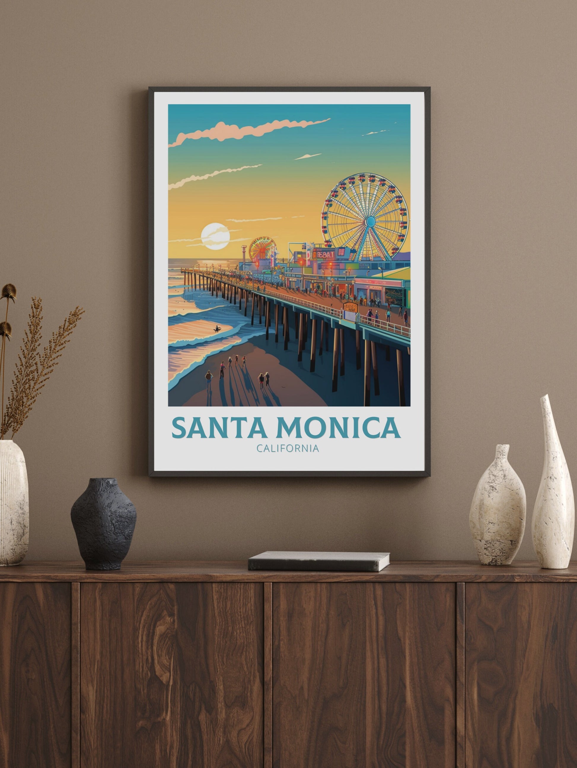 Santa Monica Poster | Santa Monica Travel Poster | Santa Monica Travel Print | California Poster | Santa Monica Pier Poster | ID 394