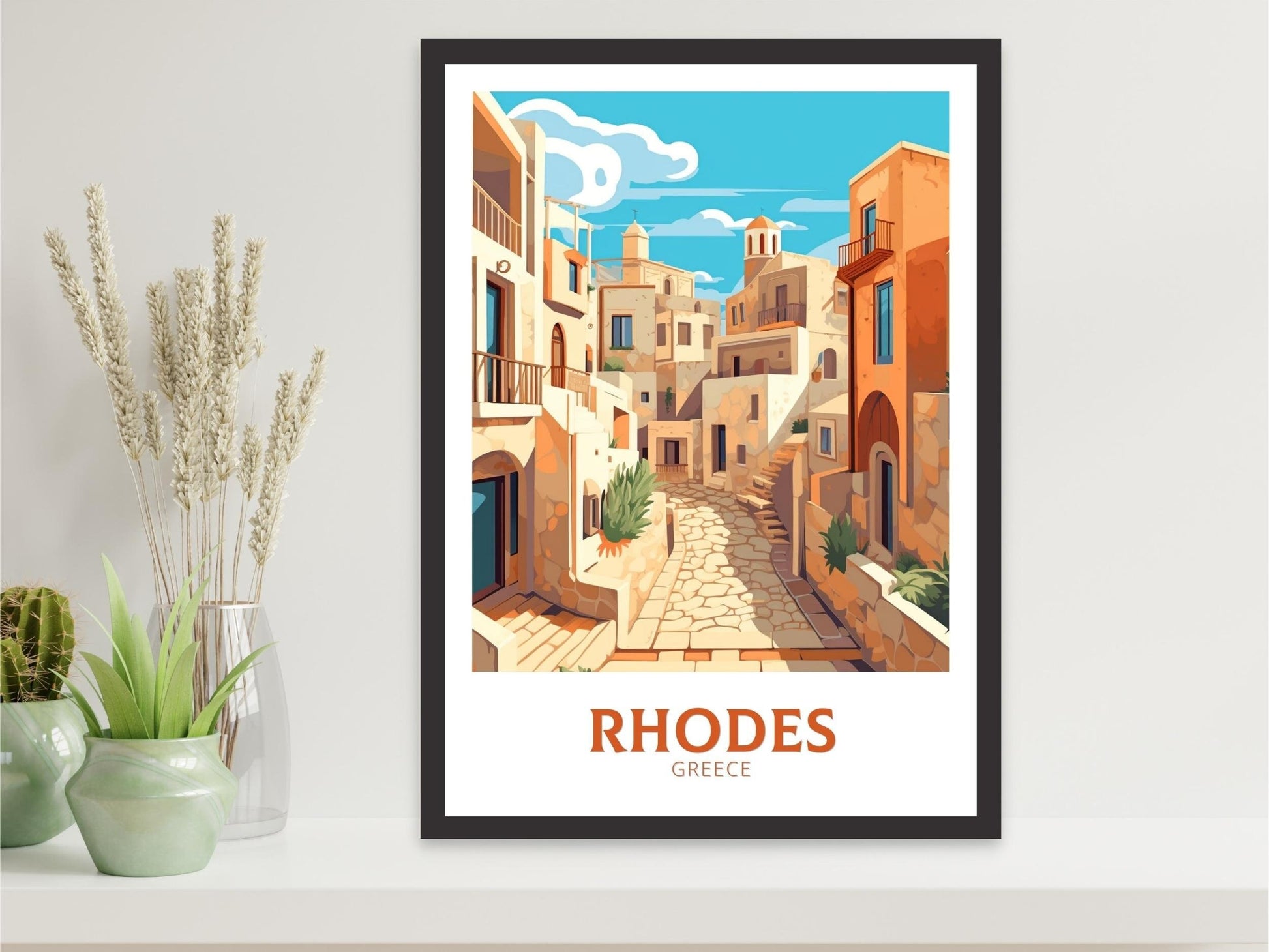 Rhodes Poster | Rhodes Travel Print | Rhodes Illustration | Greece Poster | Greek Island Print | Greece Home Decor | Travel Poster | ID 397