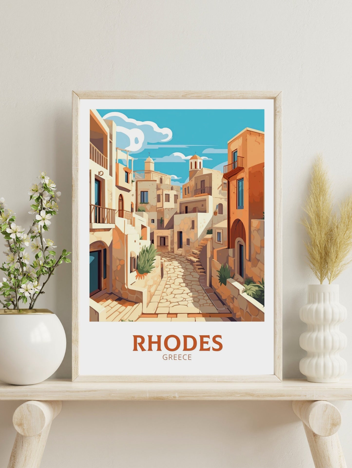 Rhodes Poster | Rhodes Travel Print | Rhodes Illustration | Greece Poster | Greek Island Print | Greece Home Decor | Travel Poster | ID 397