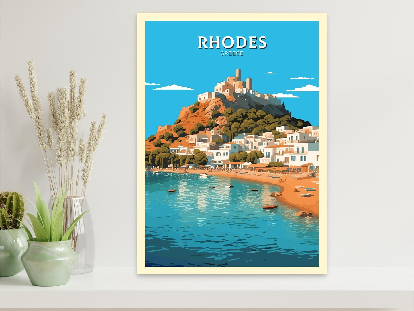 Rhodes Island Poster | Rhodes Travel Print | Rhodes Illustration | Greece Poster | Greek Island | Greece Home Decor | Travel Poster | ID 405