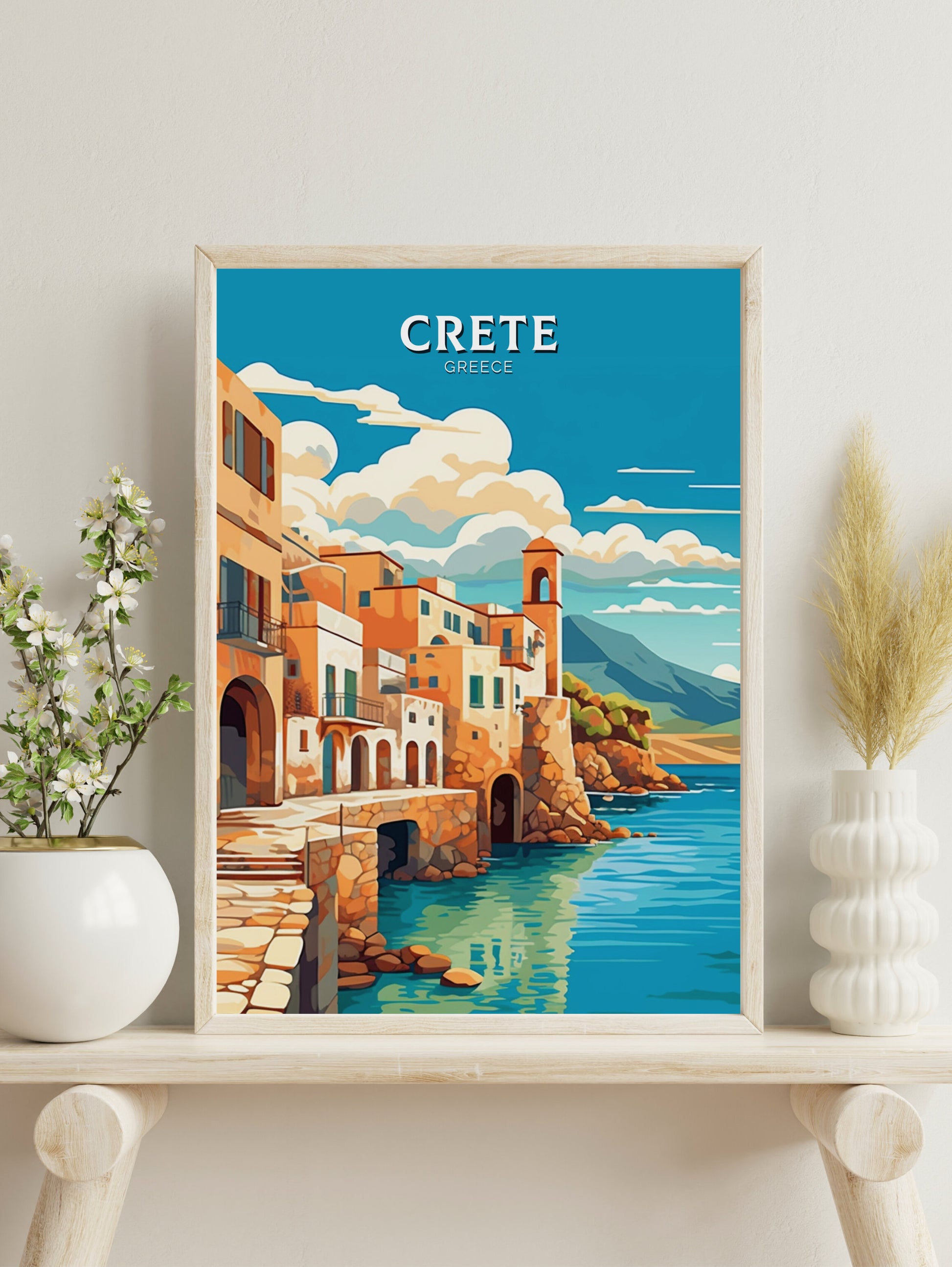 Crete Travel Poster | Crete Illustration | Crete Print | Greece Print | Greece Home Décor | Crete Design Art | Greek island | ID 400