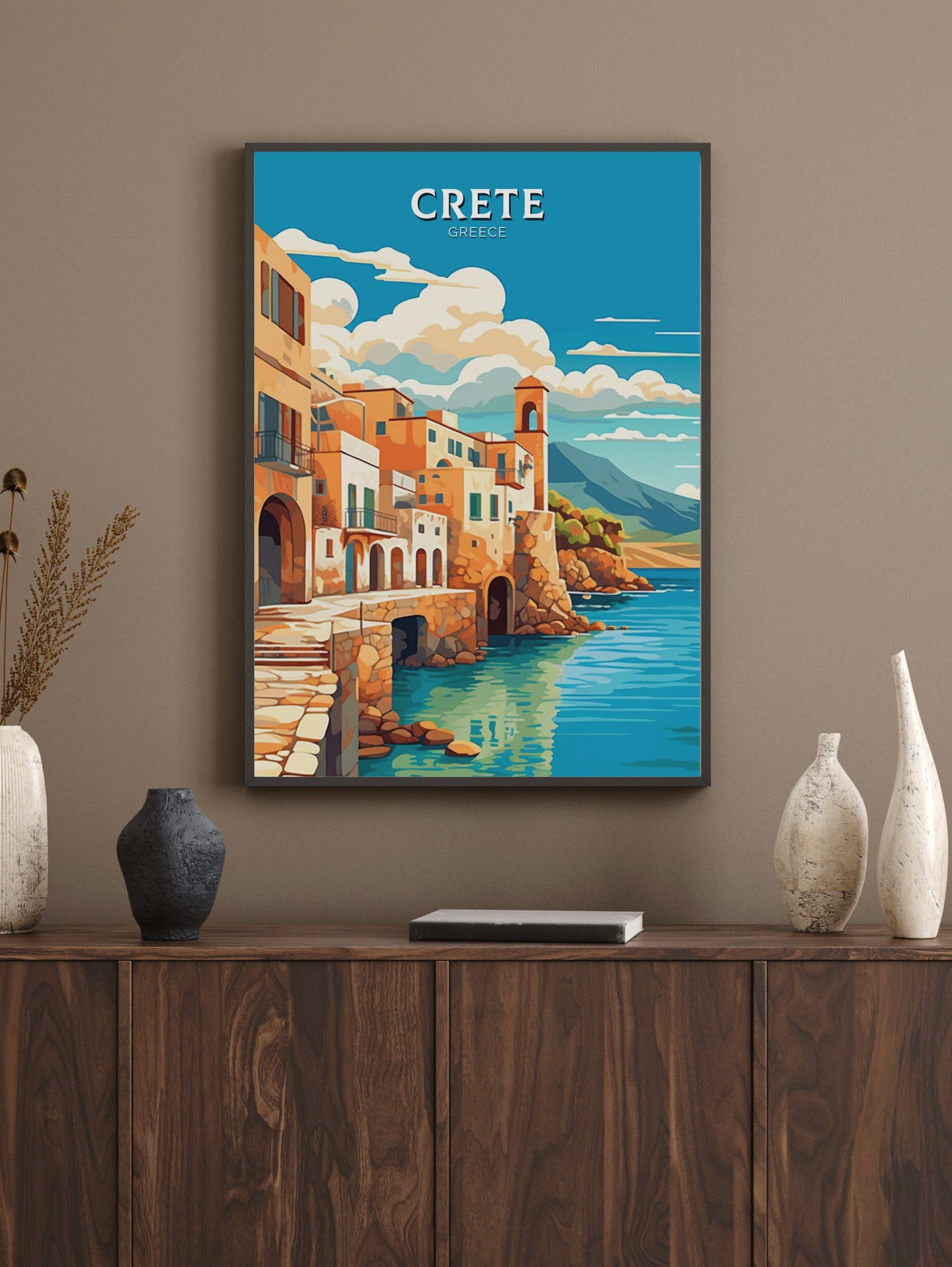 Crete Travel Poster | Crete Illustration | Crete Print | Greece Print | Greece Home Décor | Crete Design Art | Greek island | ID 400