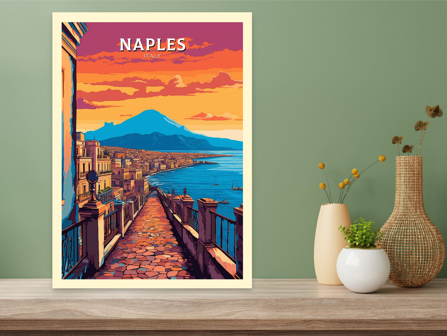 Naples Travel Poster | Naples Illustration | Naples Wall Art | Italy Poster | Italy Home Décor | Naples Print | ID 404