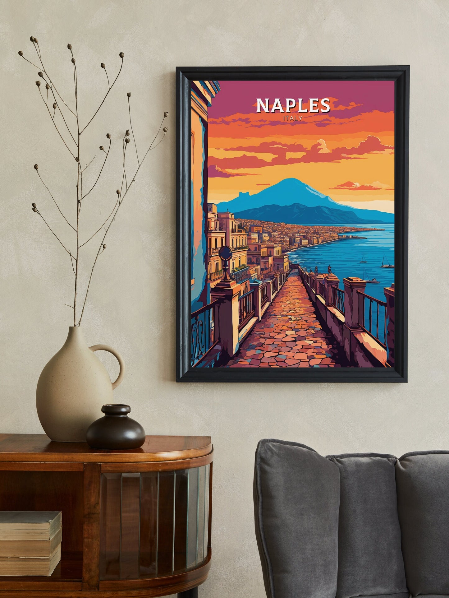 Naples Travel Poster | Naples Illustration | Naples Wall Art | Italy Poster | Italy Home Décor | Naples Print | ID 404