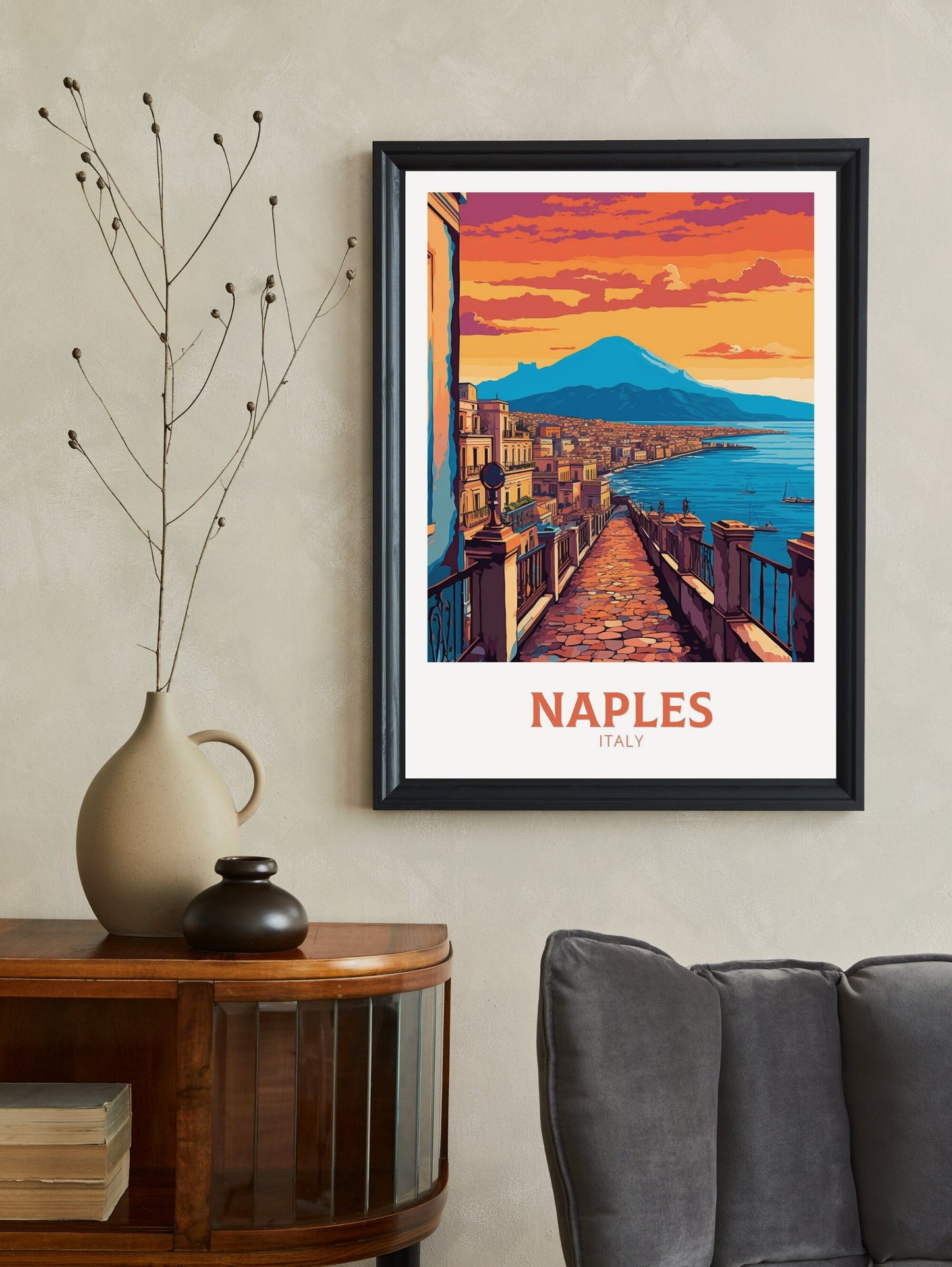 Naples Travel Print | Naples Illustration | Naples Wall Art | Italy Print | Italy Home Décor | Naples Poster | ID 409