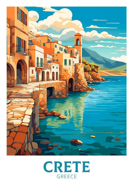 Crete Travel Print | Crete Illustration | Crete Poster | Greece Poster | Greece Home Décor | Crete Design Art | Greek island | ID 401