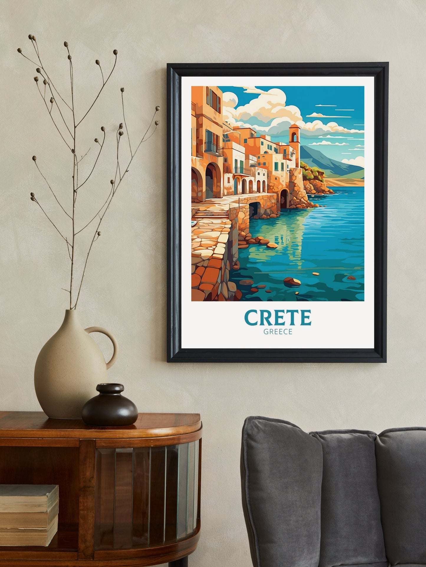 Crete Travel Print | Crete Illustration | Crete Poster | Greece Poster | Greece Home Décor | Crete Design Art | Greek island | ID 401