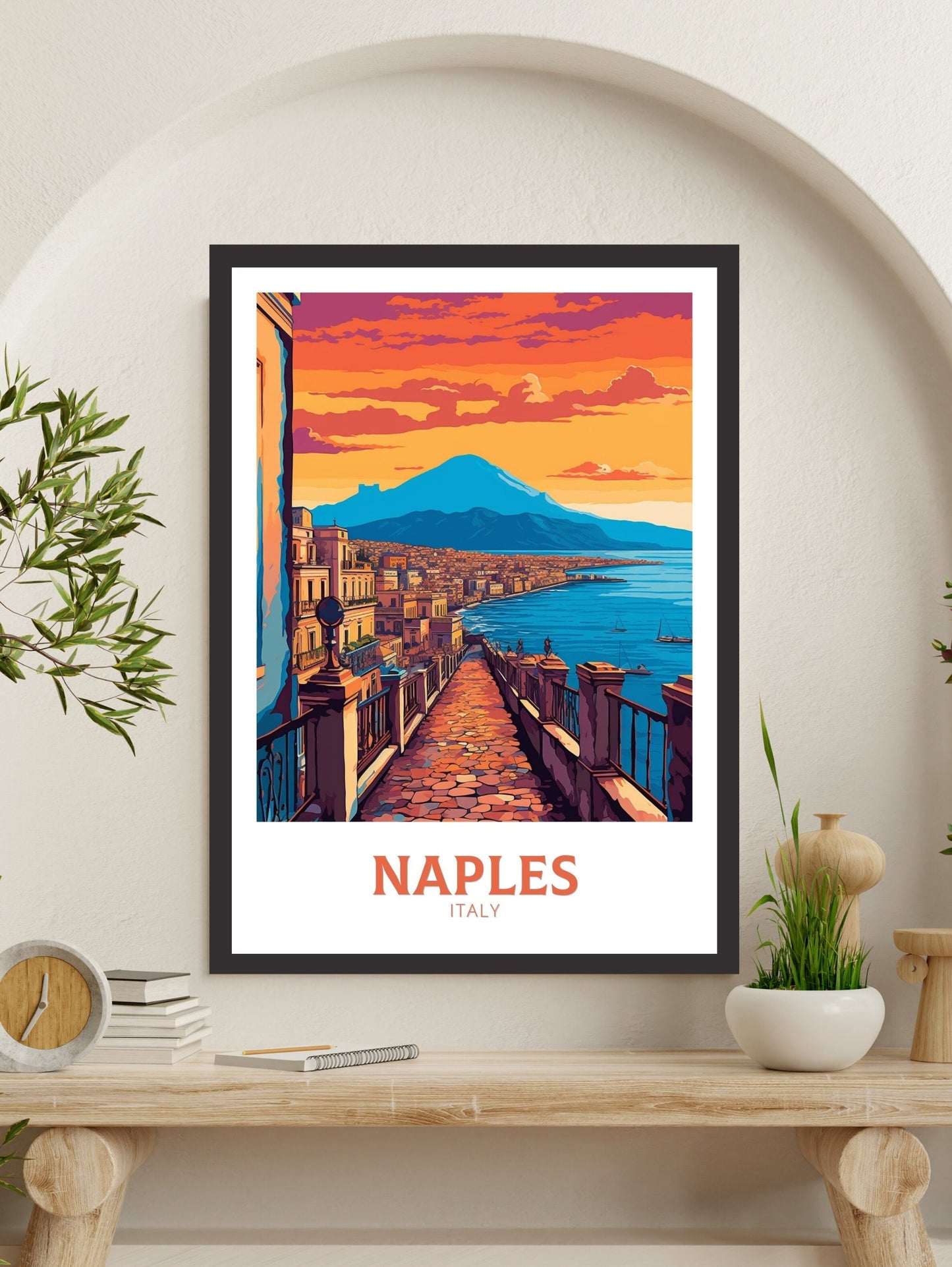 Naples Travel Print | Naples Illustration | Naples Wall Art | Italy Print | Italy Home Décor | Naples Poster | ID 409