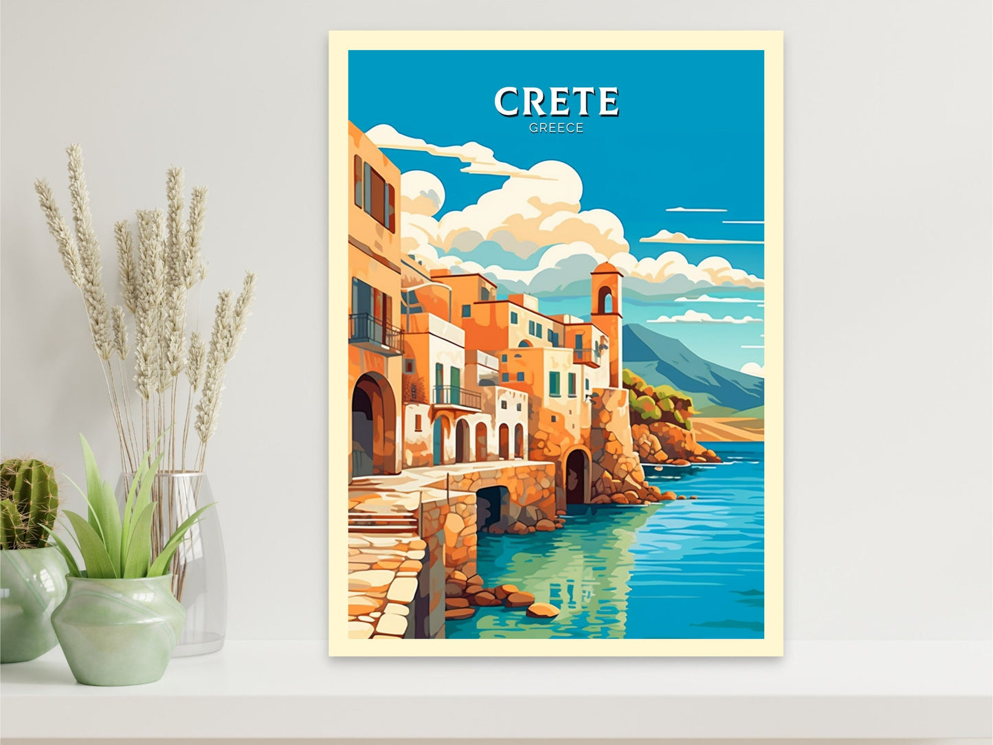 Crete Travel Poster | Crete Illustration | Crete Print | Greece Print | Greece Home Décor | Crete Design Art | Greek island | ID 400