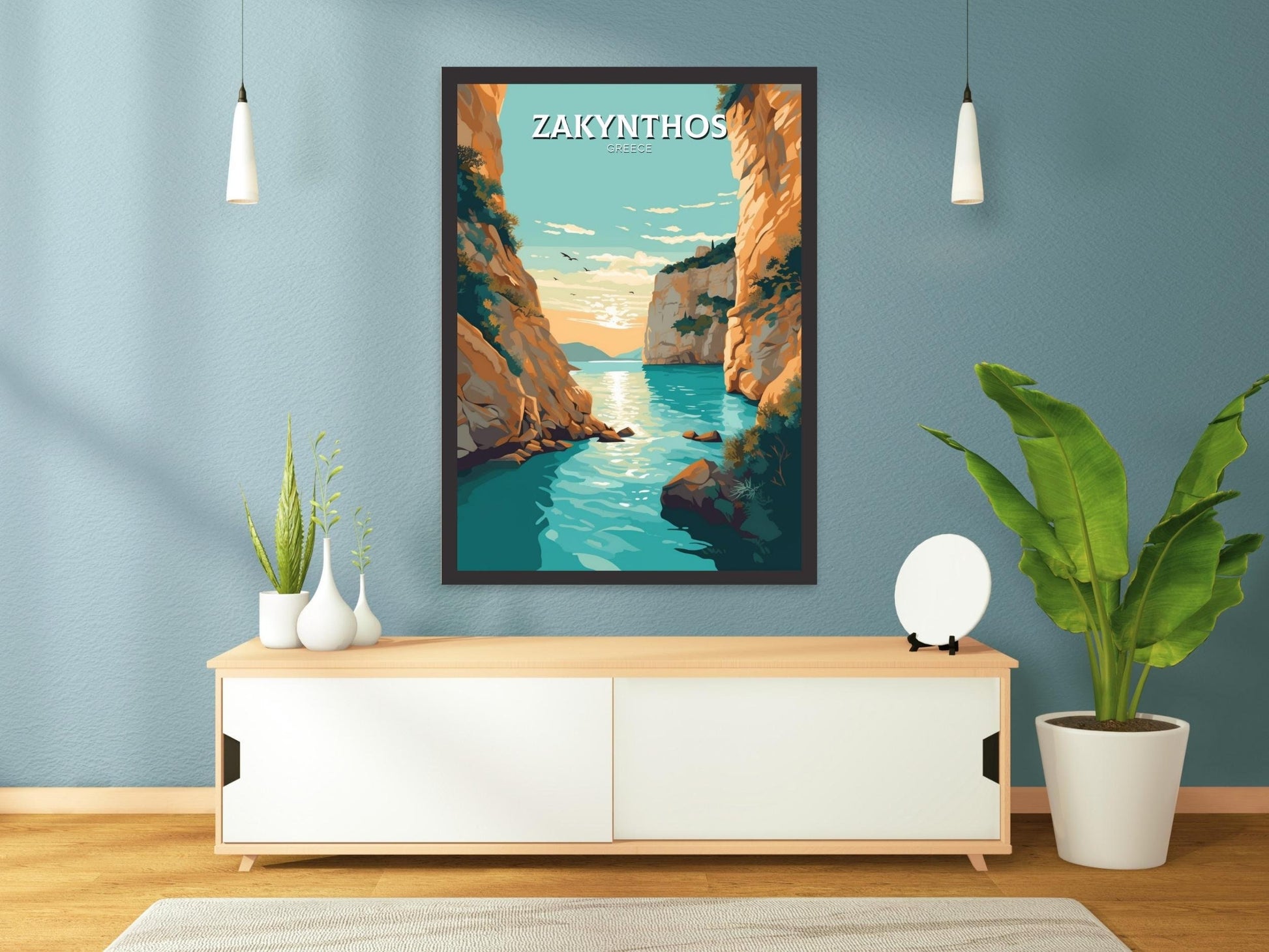 Zakynthos Travel Poster | Zakynthos Illustration | Zakynthos Print | Greece Print | Greece Home Décor | Zakynthos Art | Greek island ID 407