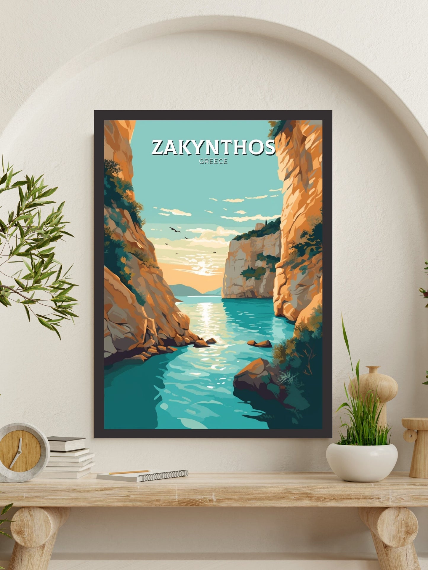 Zakynthos Travel Poster | Zakynthos Illustration | Zakynthos Print | Greece Print | Greece Home Décor | Zakynthos Art | Greek island ID 407