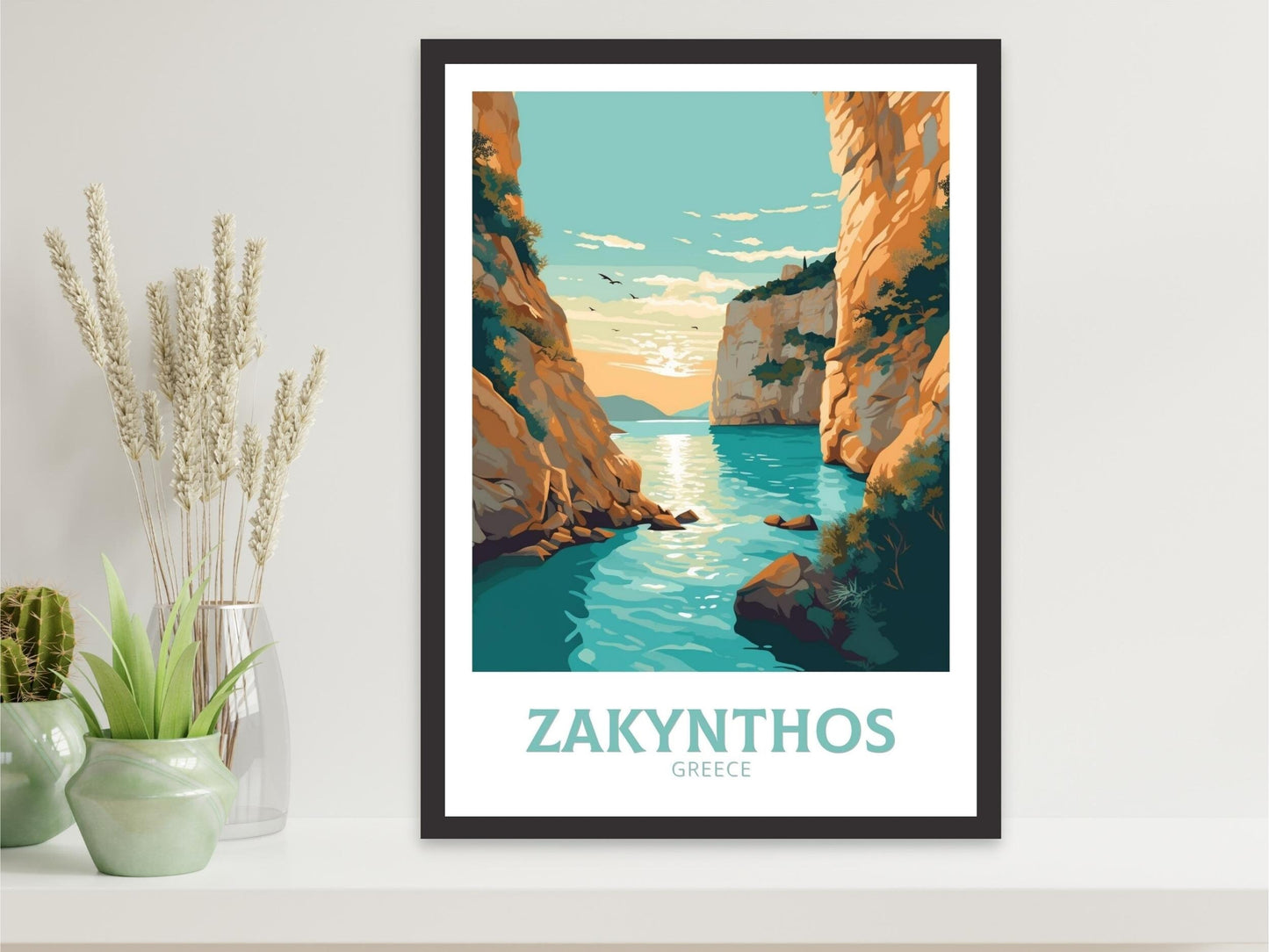 Zakynthos Print | Zakynthos Travel Poster | Zakynthos Illustration | Greece Print | Greece Home Décor | Zakynthos Art | Greek island ID 408