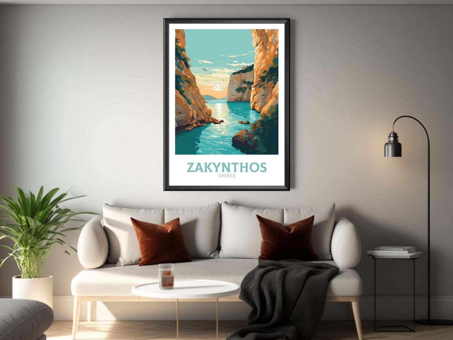 Zakynthos Print | Zakynthos Travel Poster | Zakynthos Illustration | Greece Print | Greece Home Décor | Zakynthos Art | Greek island ID 408