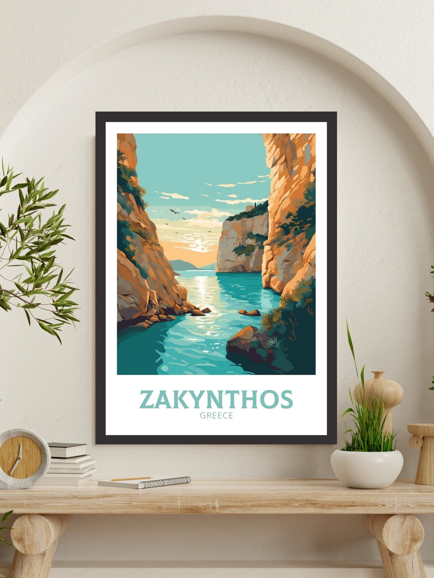 Zakynthos Print | Zakynthos Travel Poster | Zakynthos Illustration | Greece Print | Greece Home Décor | Zakynthos Art | Greek island ID 408