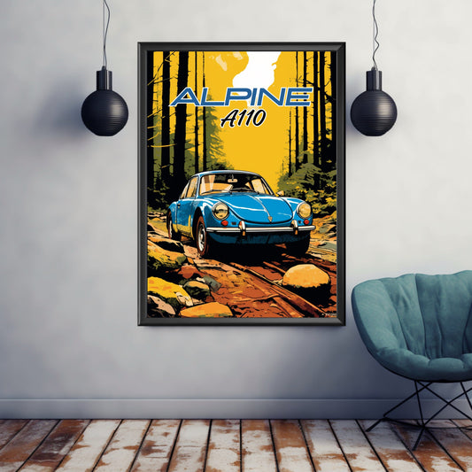 Alpine A110 Print, 1970s Car Print, Alpine A110 Poster, Vintage Car Print, Car Print, Car Poster, Car Art, Classic Car Print,Rally Car Print