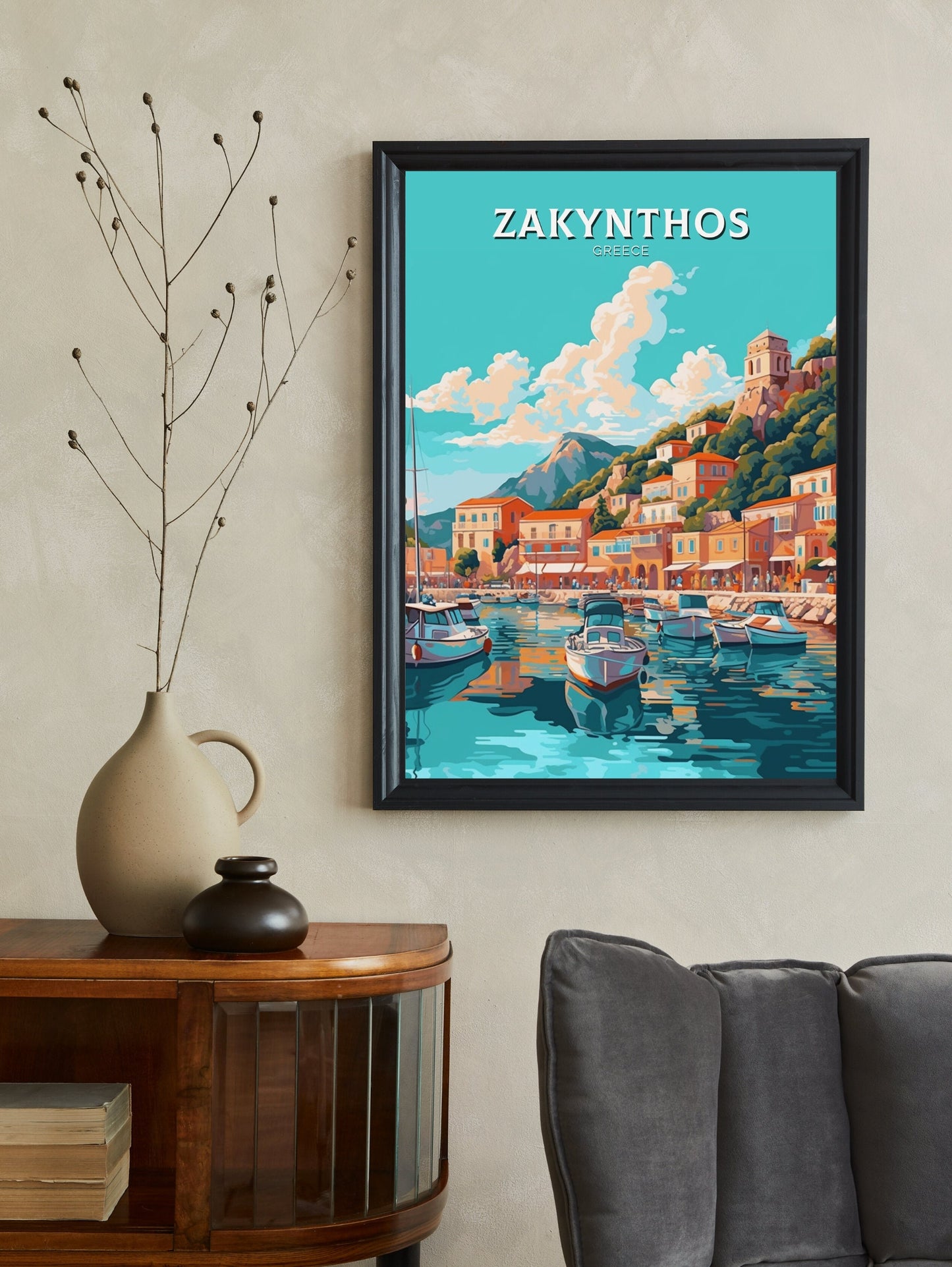 Zakynthos Travel Print | Zakynthos Poster | Zakynthos Illustration | Greece Print | Greece Home Décor | Zakynthos Art | Greek island ID 410