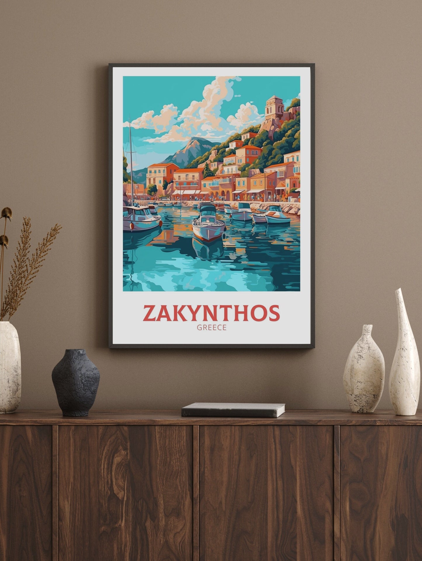 Zakynthos Illustration | Zakynthos Travel Print | Zakynthos Poster | Greece Print | Greece Home Décor | Zakynthos Art | Greek island ID 411