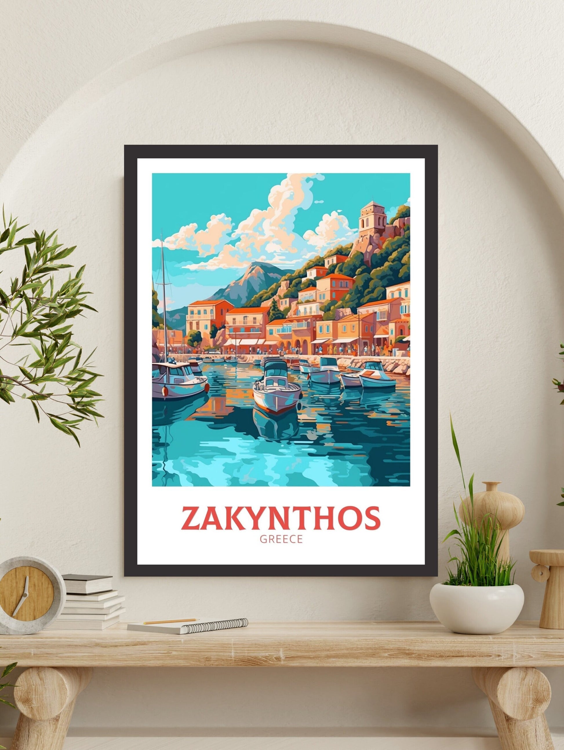 Zakynthos Illustration | Zakynthos Travel Print | Zakynthos Poster | Greece Print | Greece Home Décor | Zakynthos Art | Greek island ID 411