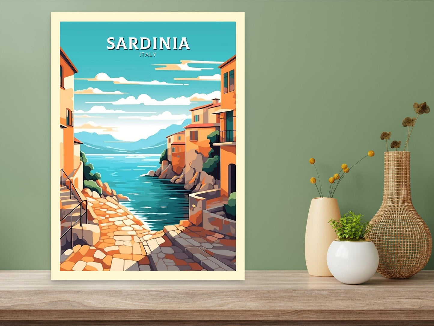 Sardinia Travel Poster | Sardinia Illustration | Sardinia Wall Art | Italy Poster | Italy Home Décor | Sardinia Print | ID 412