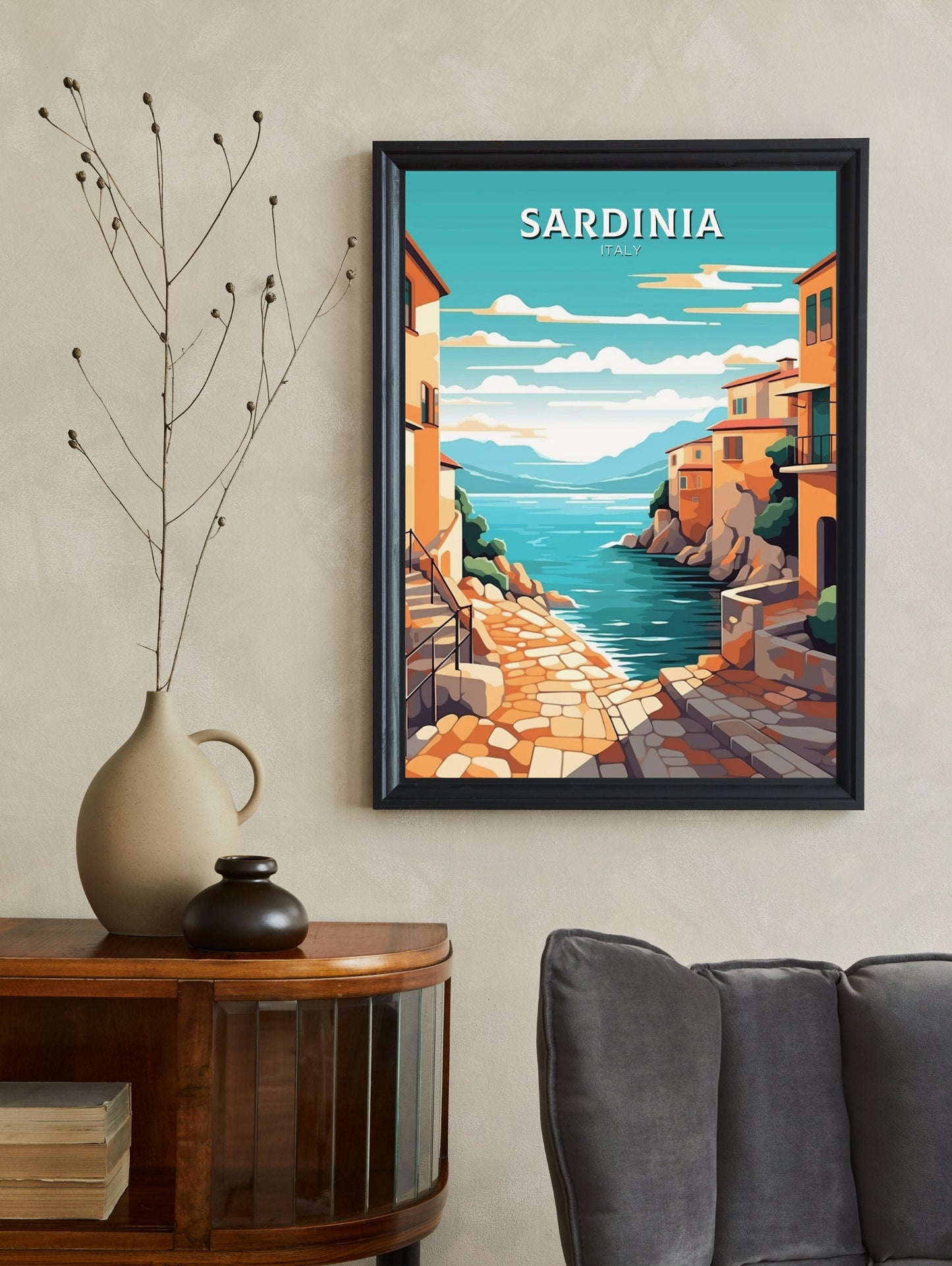 Sardinia Travel Poster | Sardinia Illustration | Sardinia Wall Art | Italy Poster | Italy Home Décor | Sardinia Print | ID 412